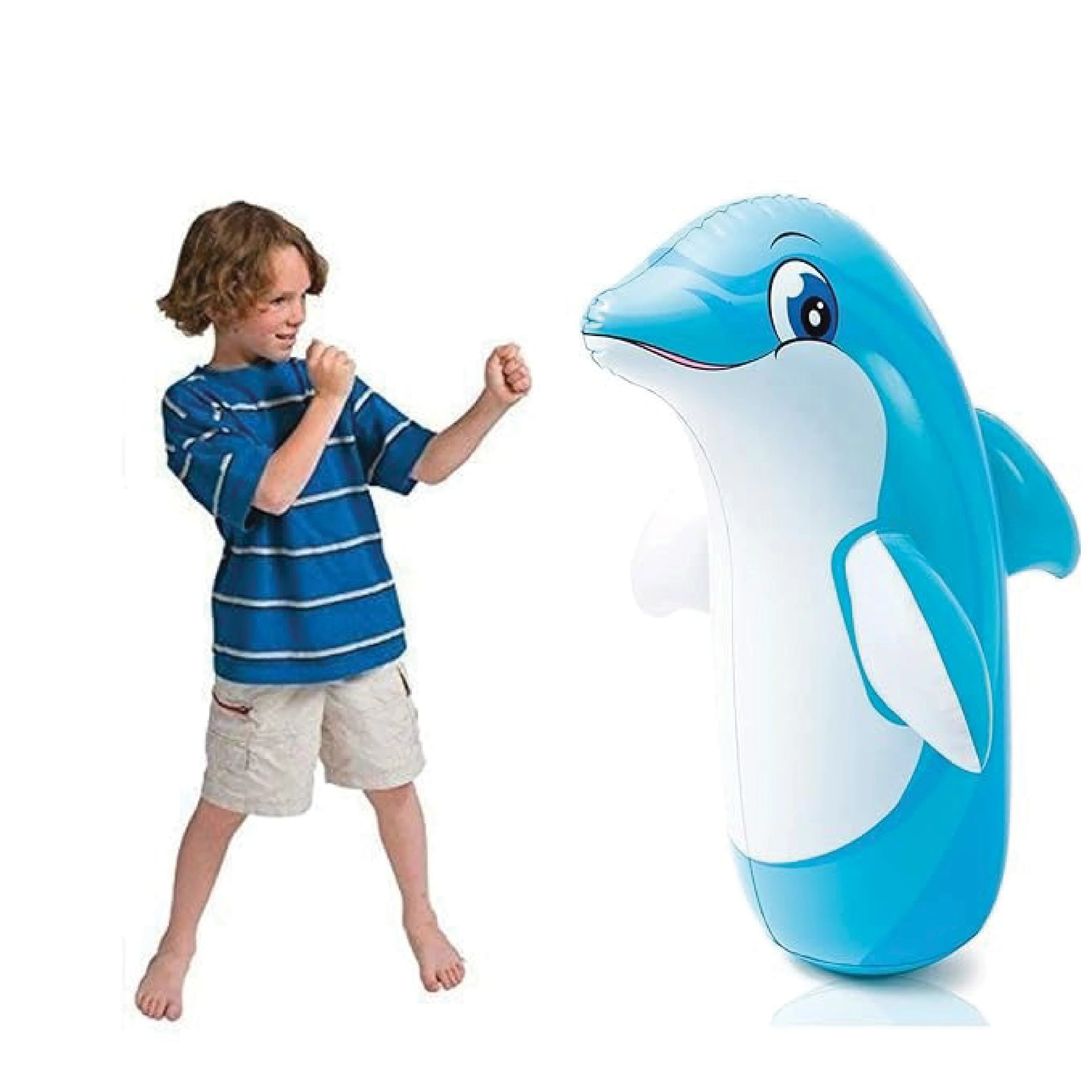 INTEX 3D Bop Bag Dolphin Inflatable Punching Bag Toy for Kids