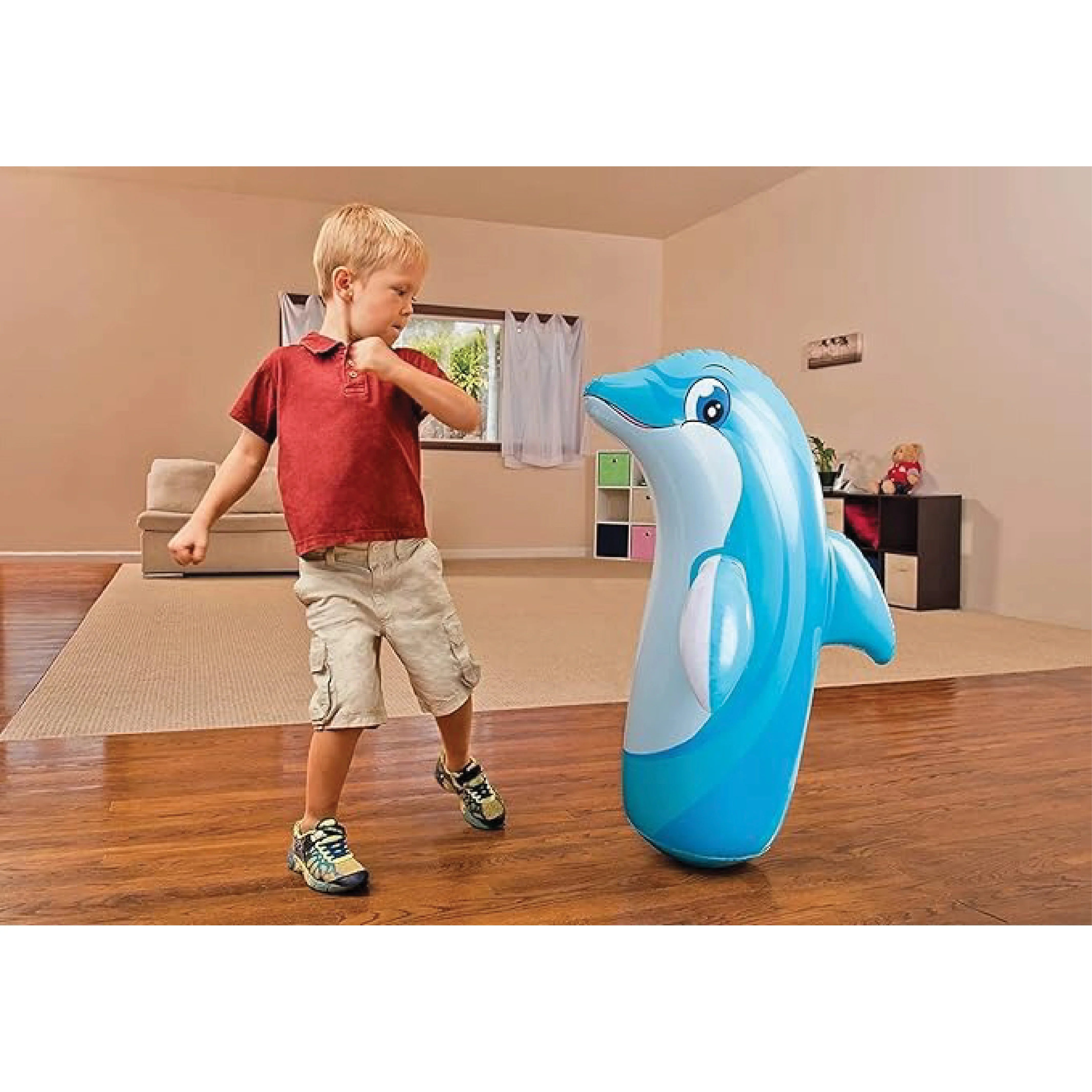 INTEX 3D Bop Bag Dolphin Inflatable Punching Bag Toy for Kids