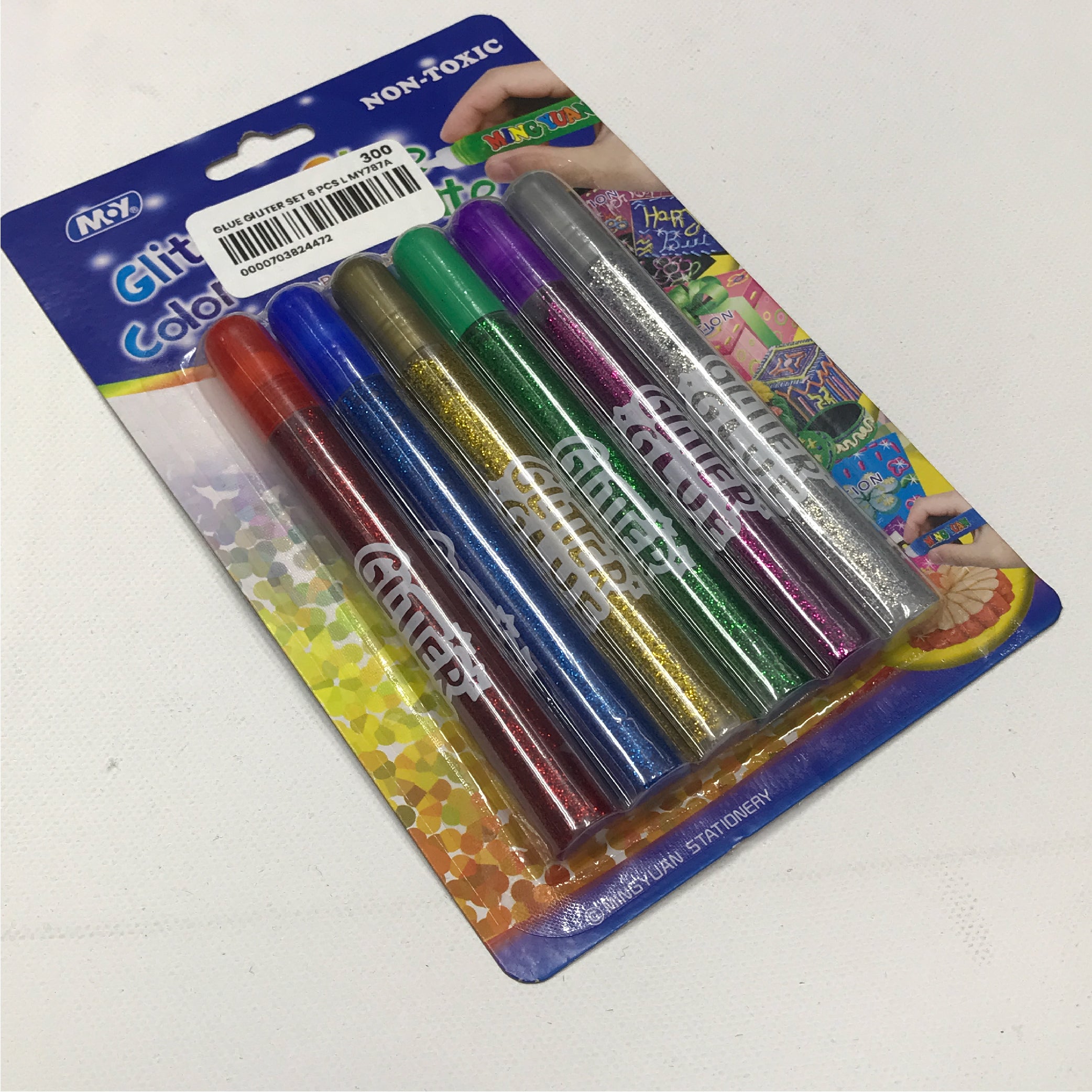 Set of 6 Non-Toxic Glitter Glue Pens for Crafting