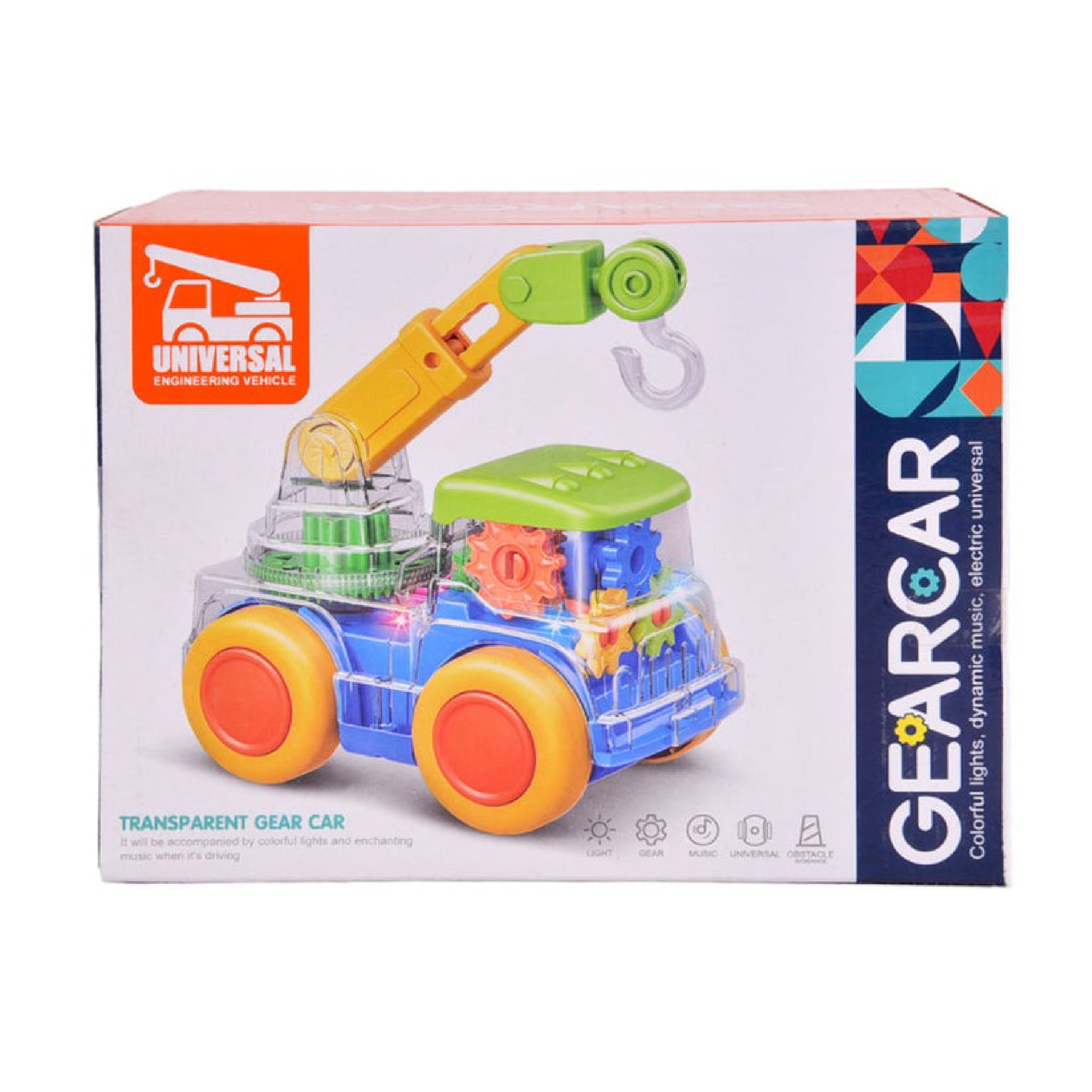 Transparent Gear Car with Lights and Music – Interactive Engineering Toy for Kids