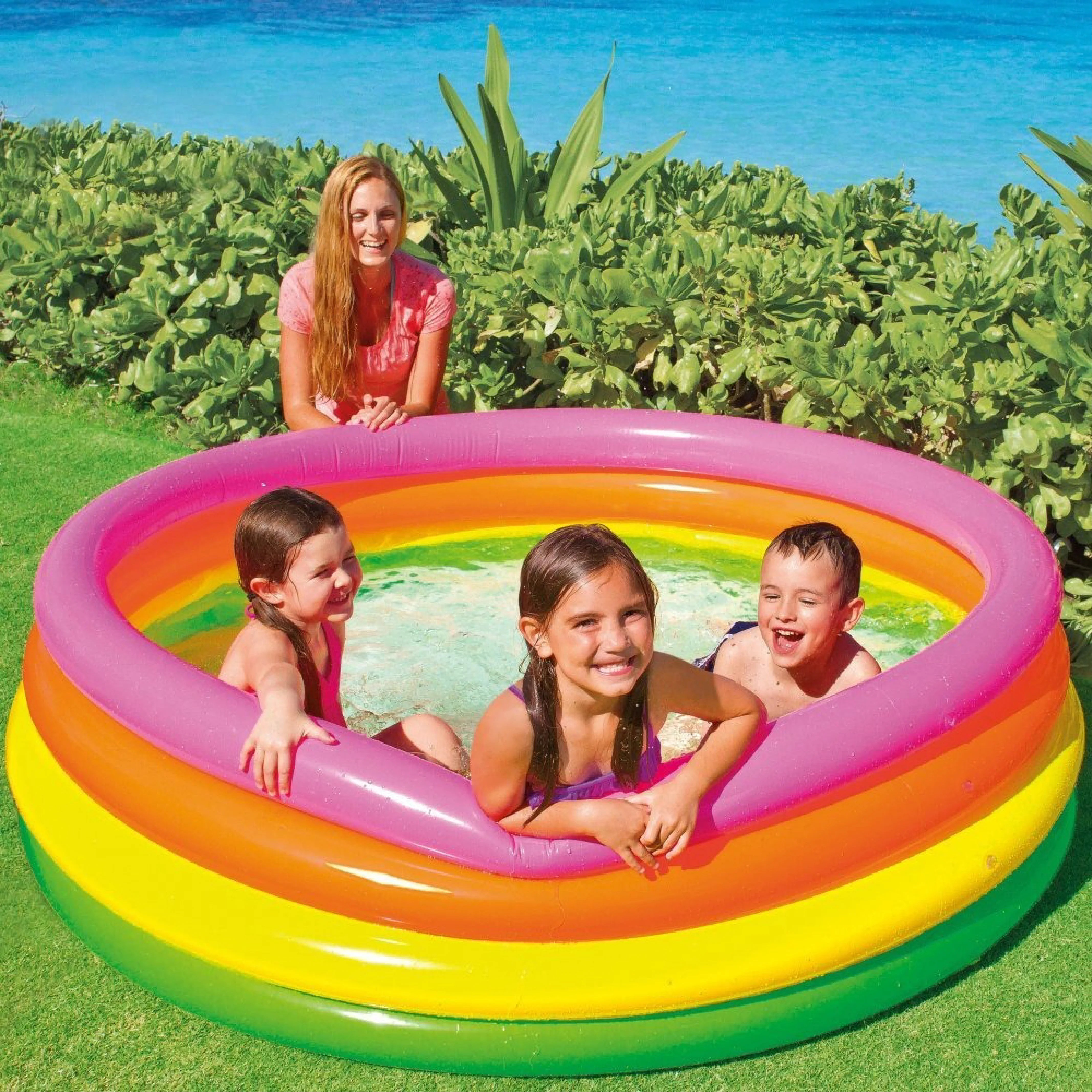 Intex 5 Ft Portable Inflatable Pool - 4 Ring Lightweight Circular Swimming Pool