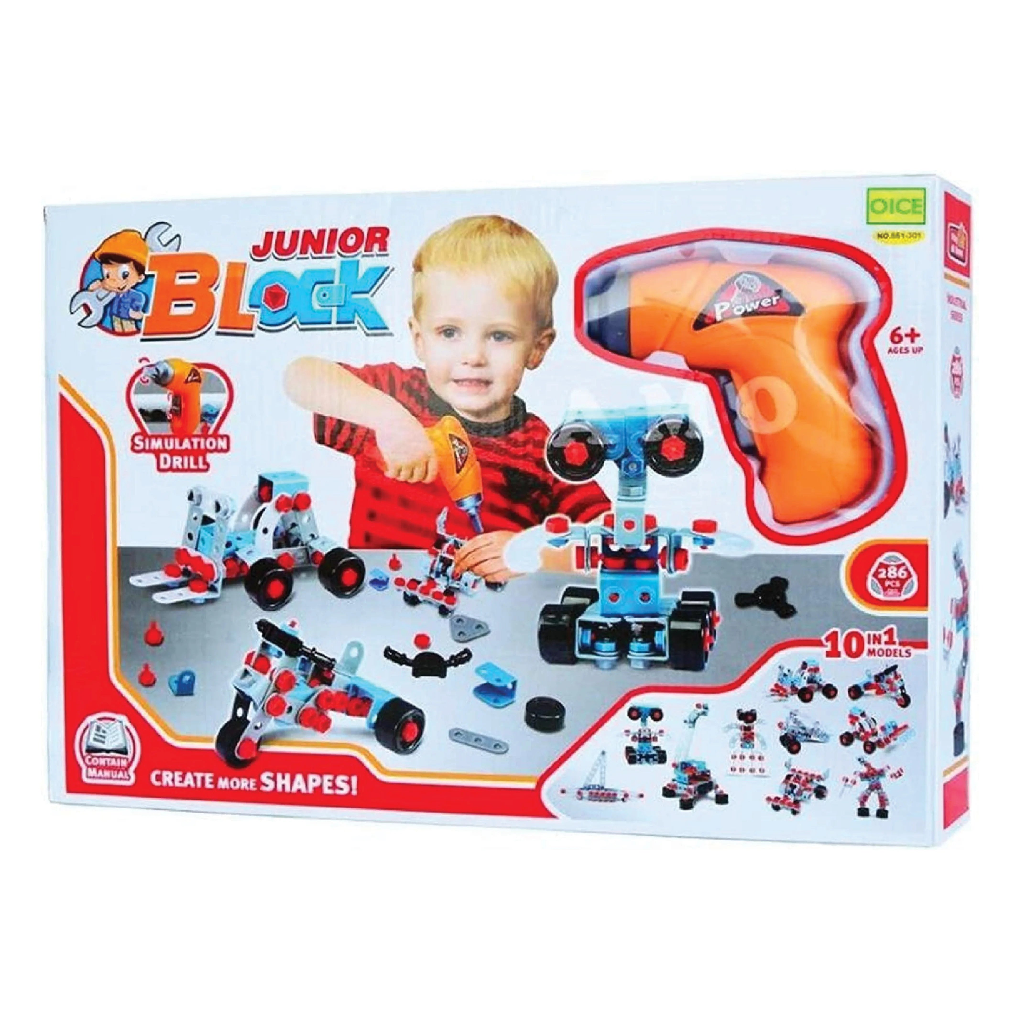 Junior Blocks Building Set - 286 Pcs with Simulation Drill