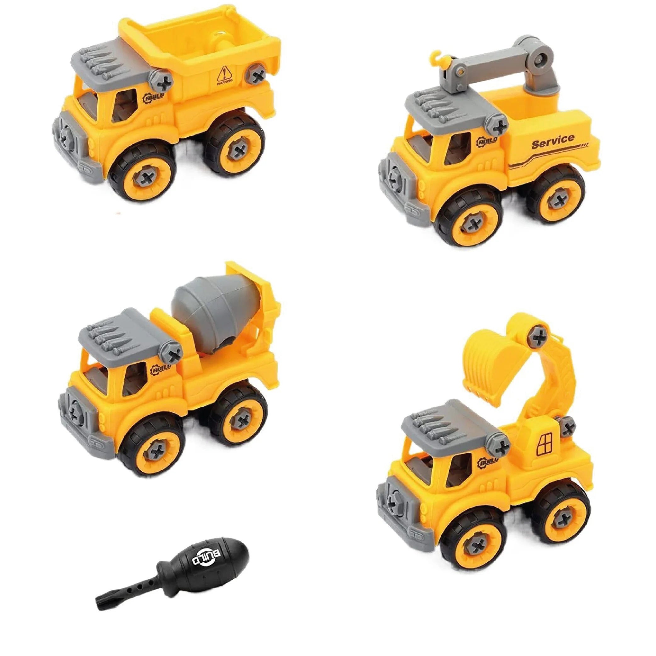 Kids Alloy Engineering Truck Set – 4 PCS Construction Vehicles Toy Gift