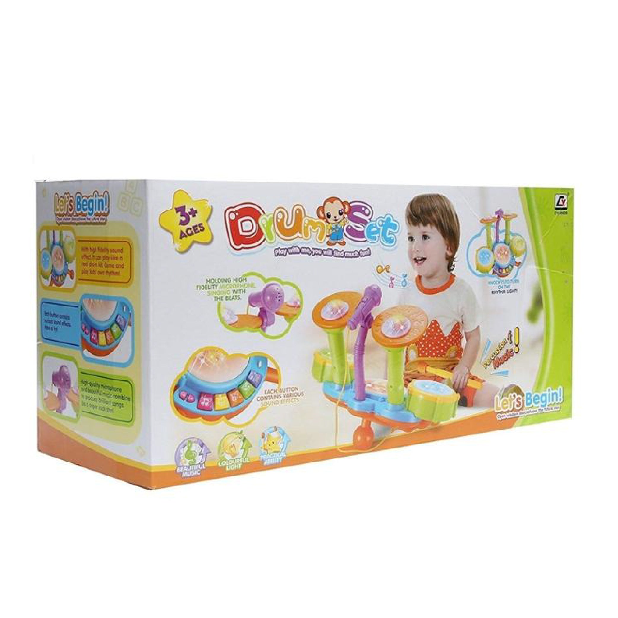 Kids Drum Set Toy with Microphone and Sound Effects