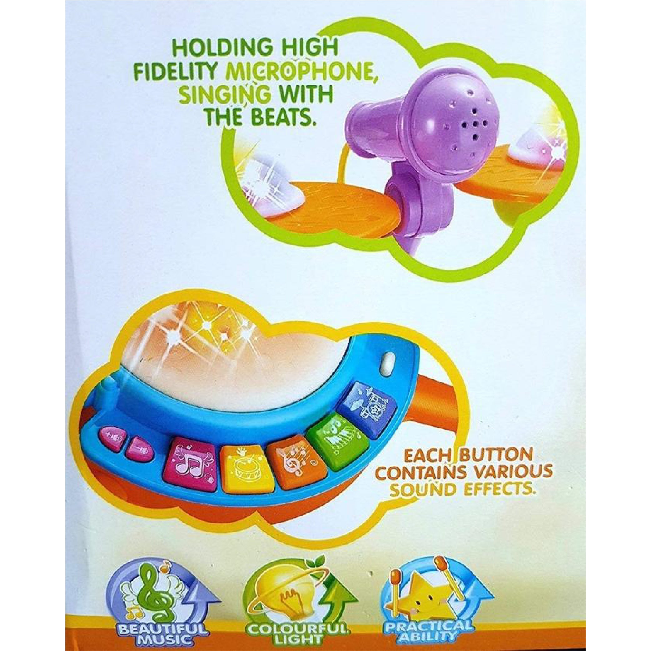 Kids Drum Set Toy with Microphone and Sound Effects