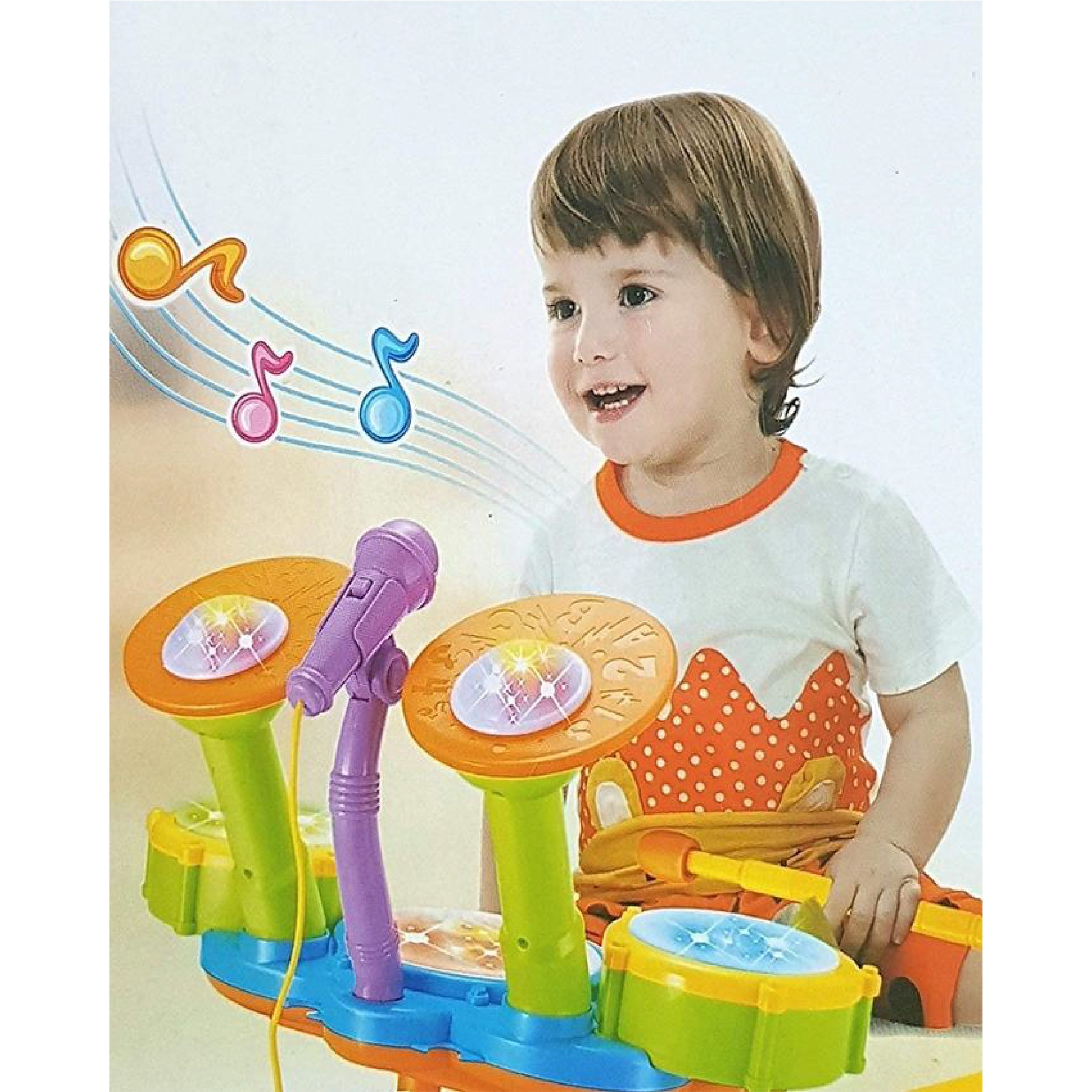 Kids Drum Set Toy with Microphone and Sound Effects