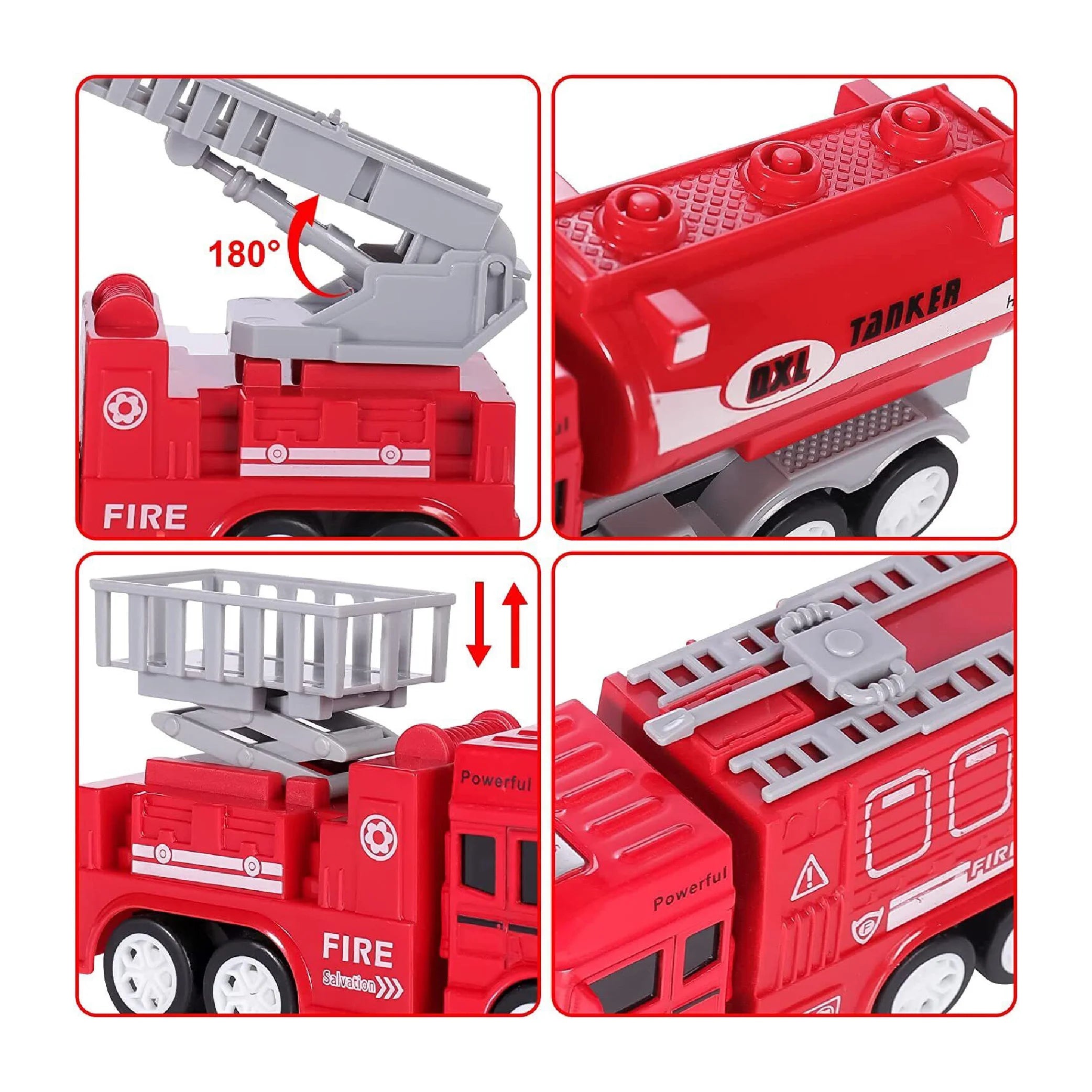 Kids Fire Truck Set – 4pcs Vehicle Toy for Boys & Girls