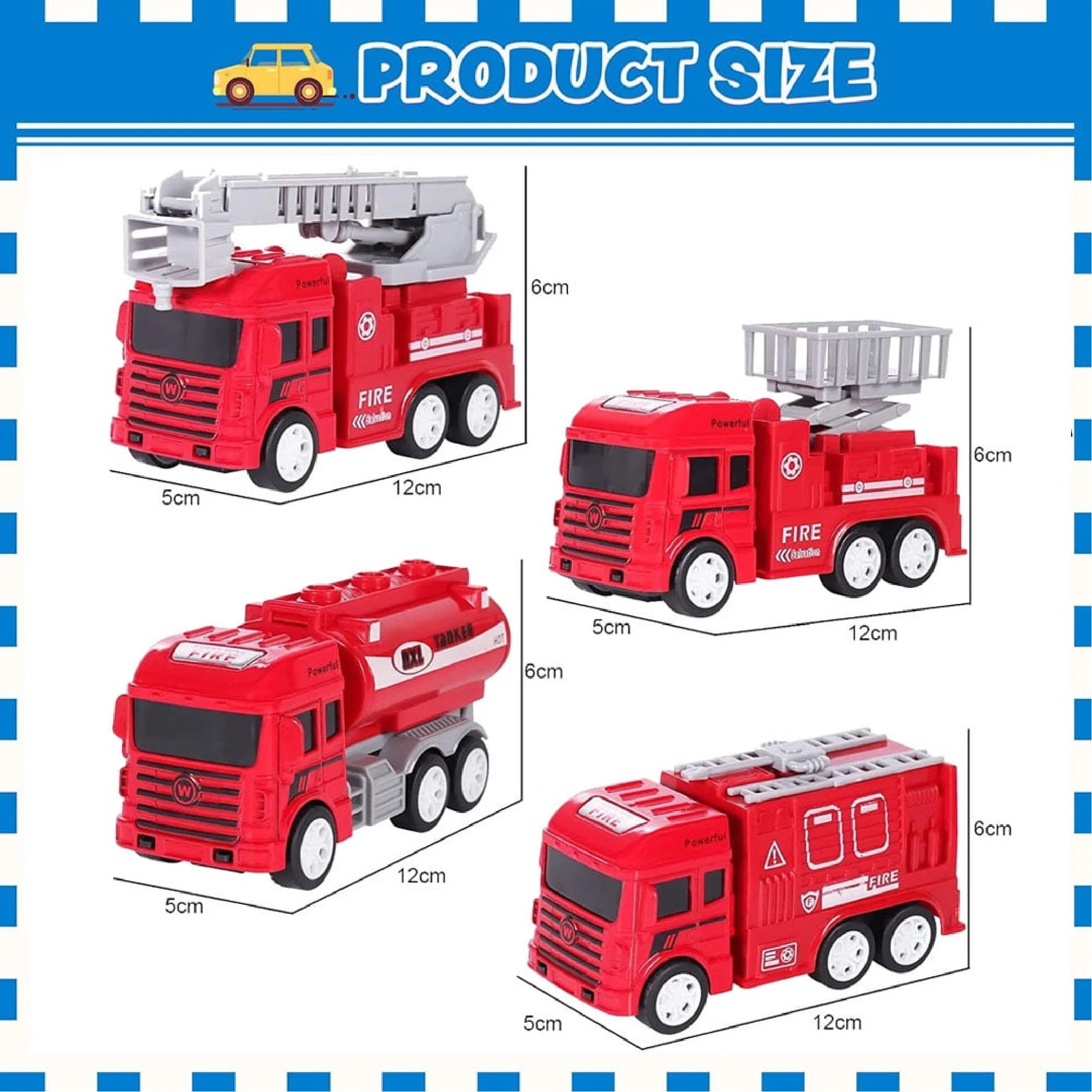 Kids Fire Truck Set – 4pcs Vehicle Toy for Boys & Girls