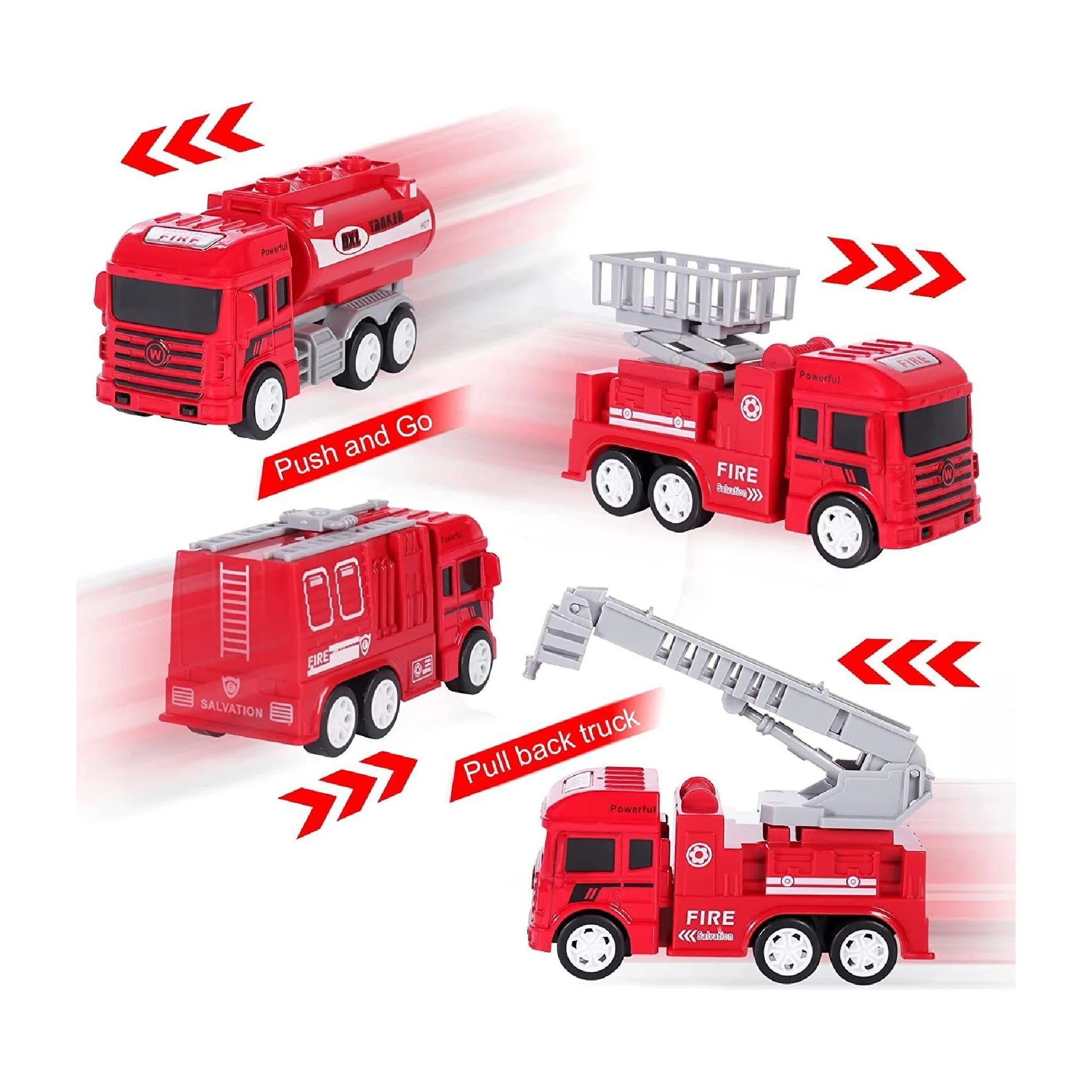 Kids Fire Truck Set – 4pcs Vehicle Toy for Boys & Girls