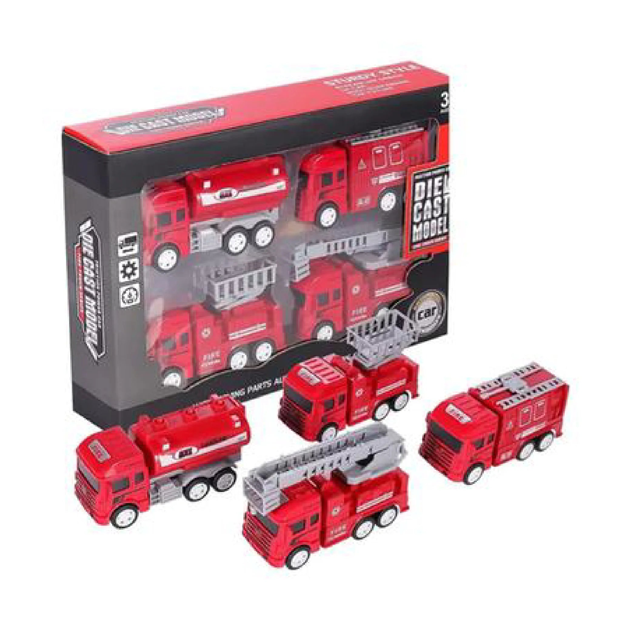 Kids Fire Truck Set – 4pcs Vehicle Toy for Boys & Girls