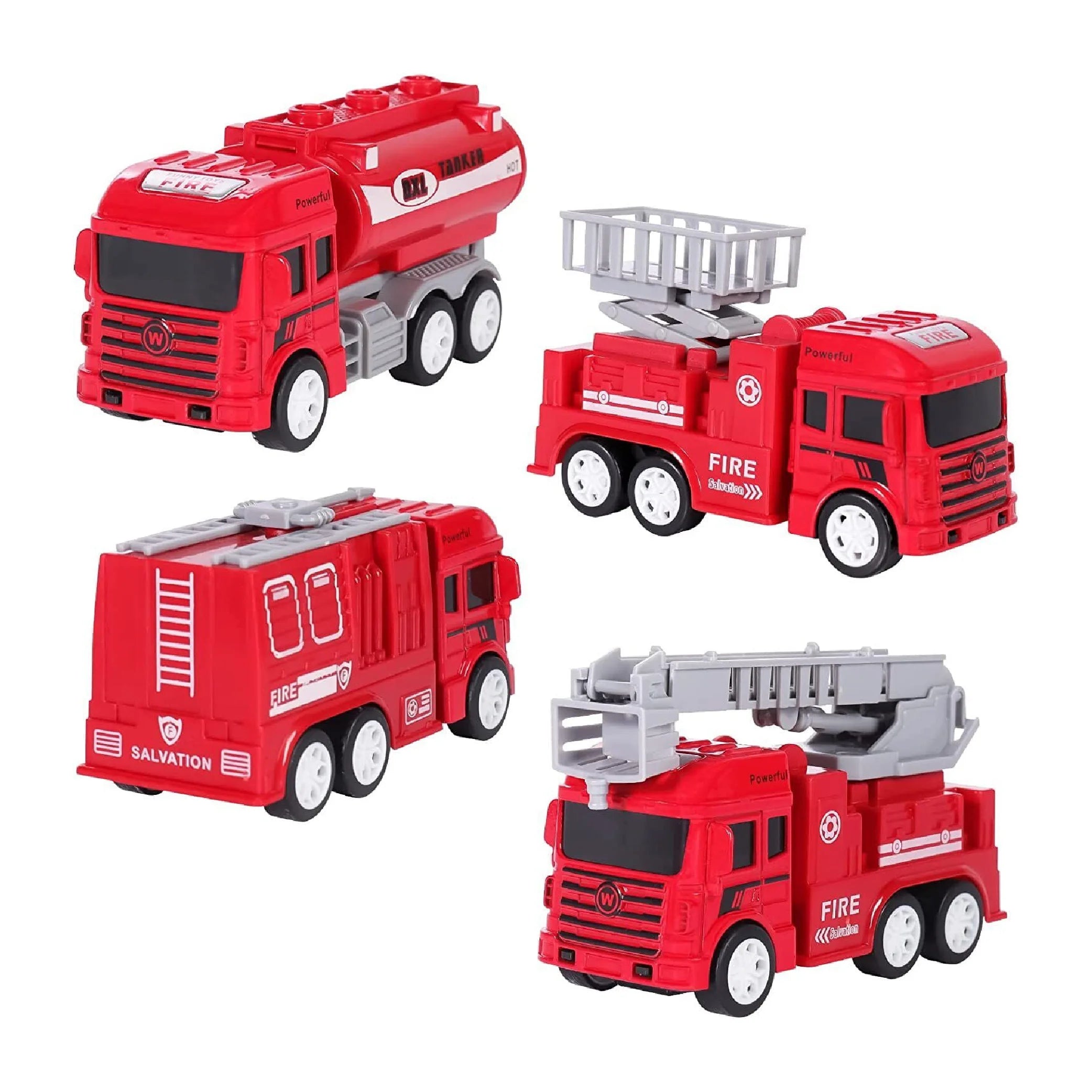 Kids Fire Truck Set – 4pcs Vehicle Toy for Boys & Girls