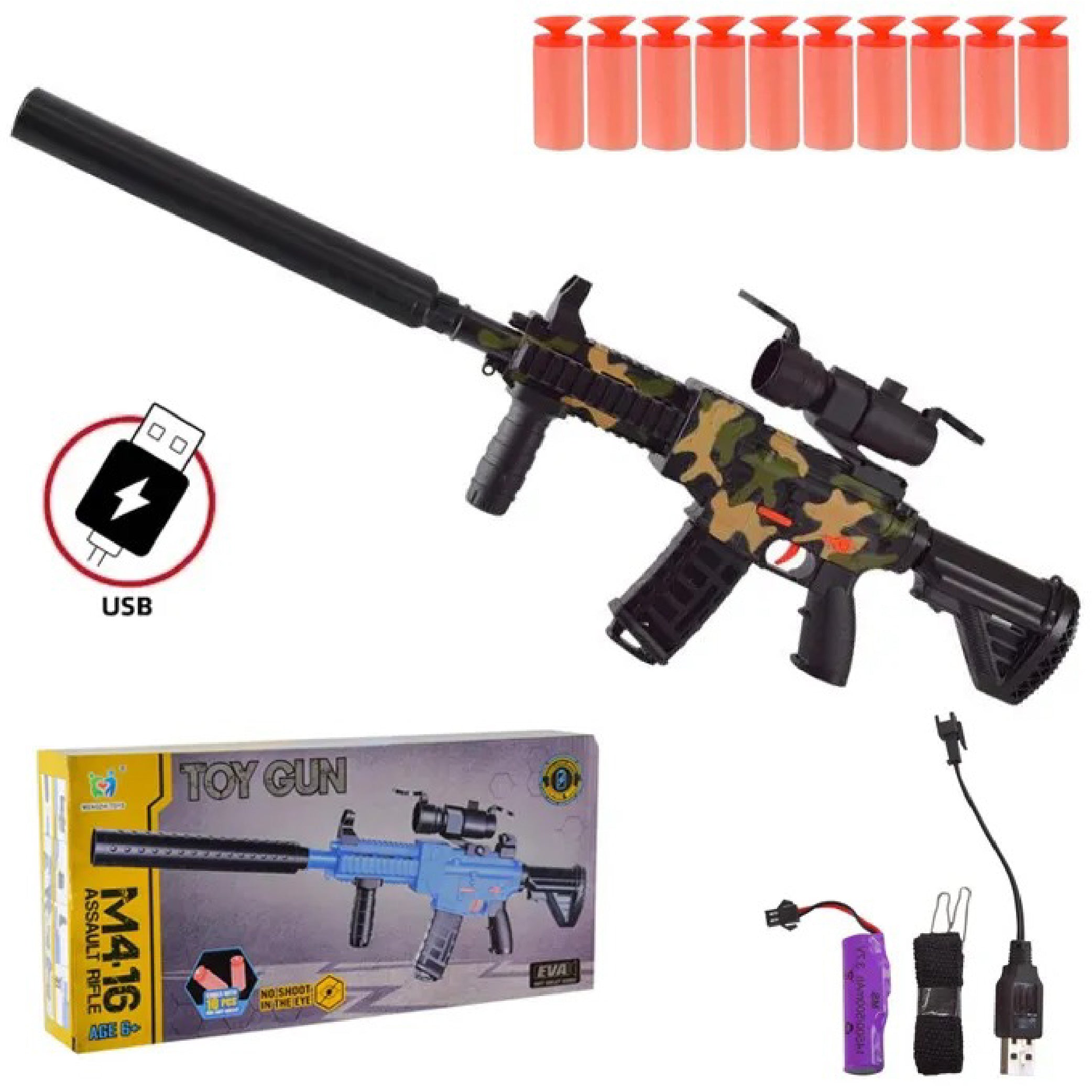 Kids M416 Toy Gun with EVA Soft Bullets and Scope - 80cm