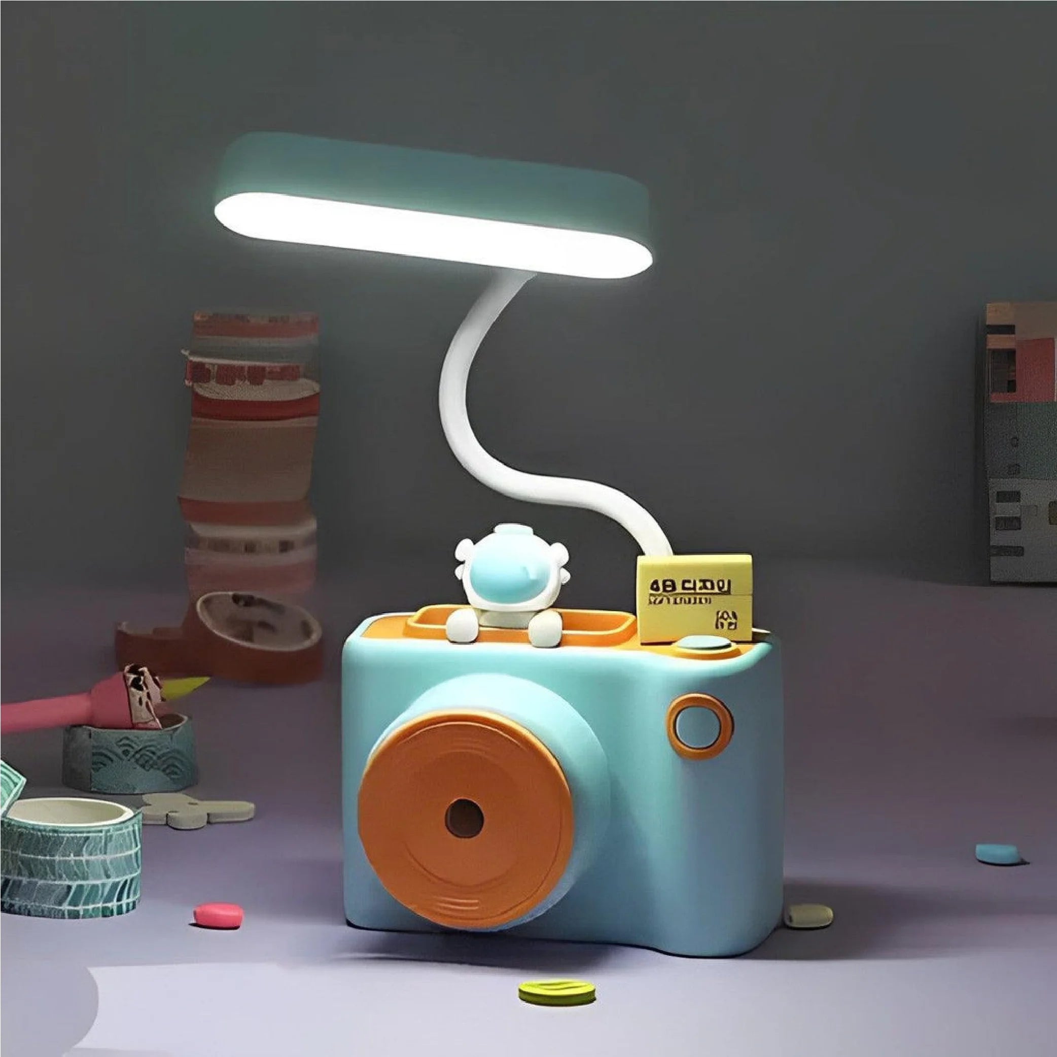 3-in-1 USB Table Lamp – LED Light with Pen Holder & Pencil Sharpener!