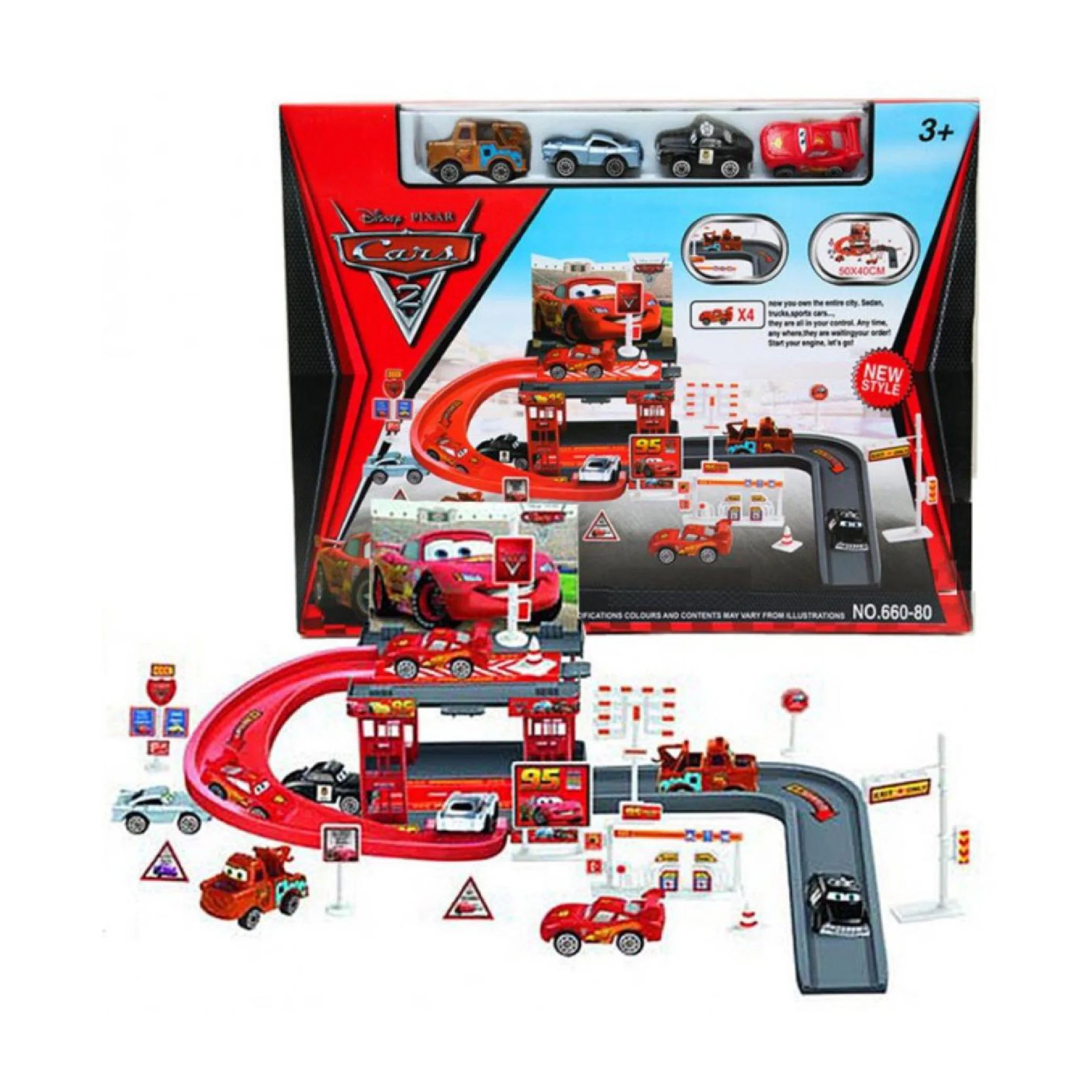Lightning McQueen Racing Track Parking Garage - 29 Pieces Set