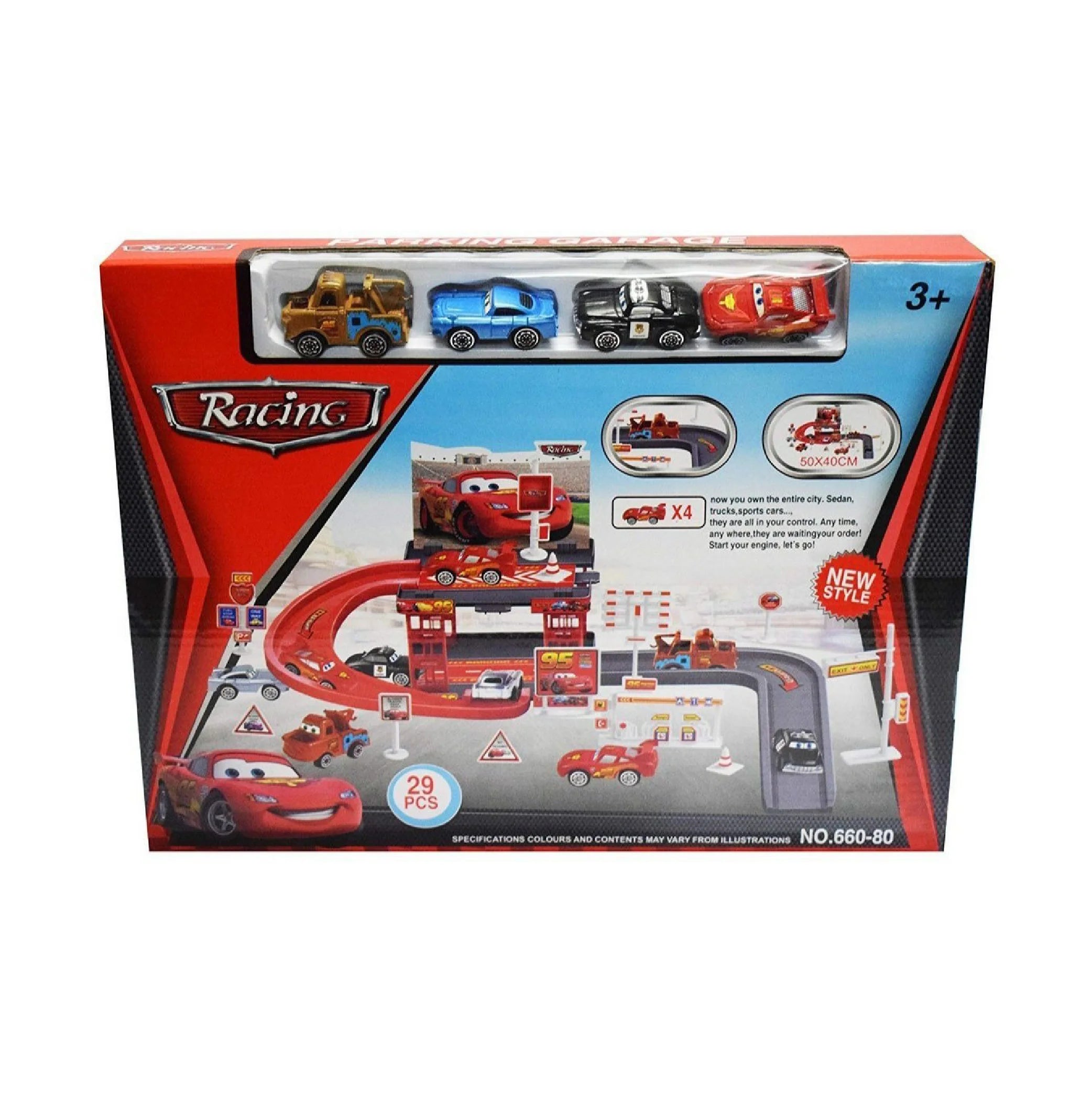 Lightning McQueen Racing Track Parking Garage - 29 Pieces Set