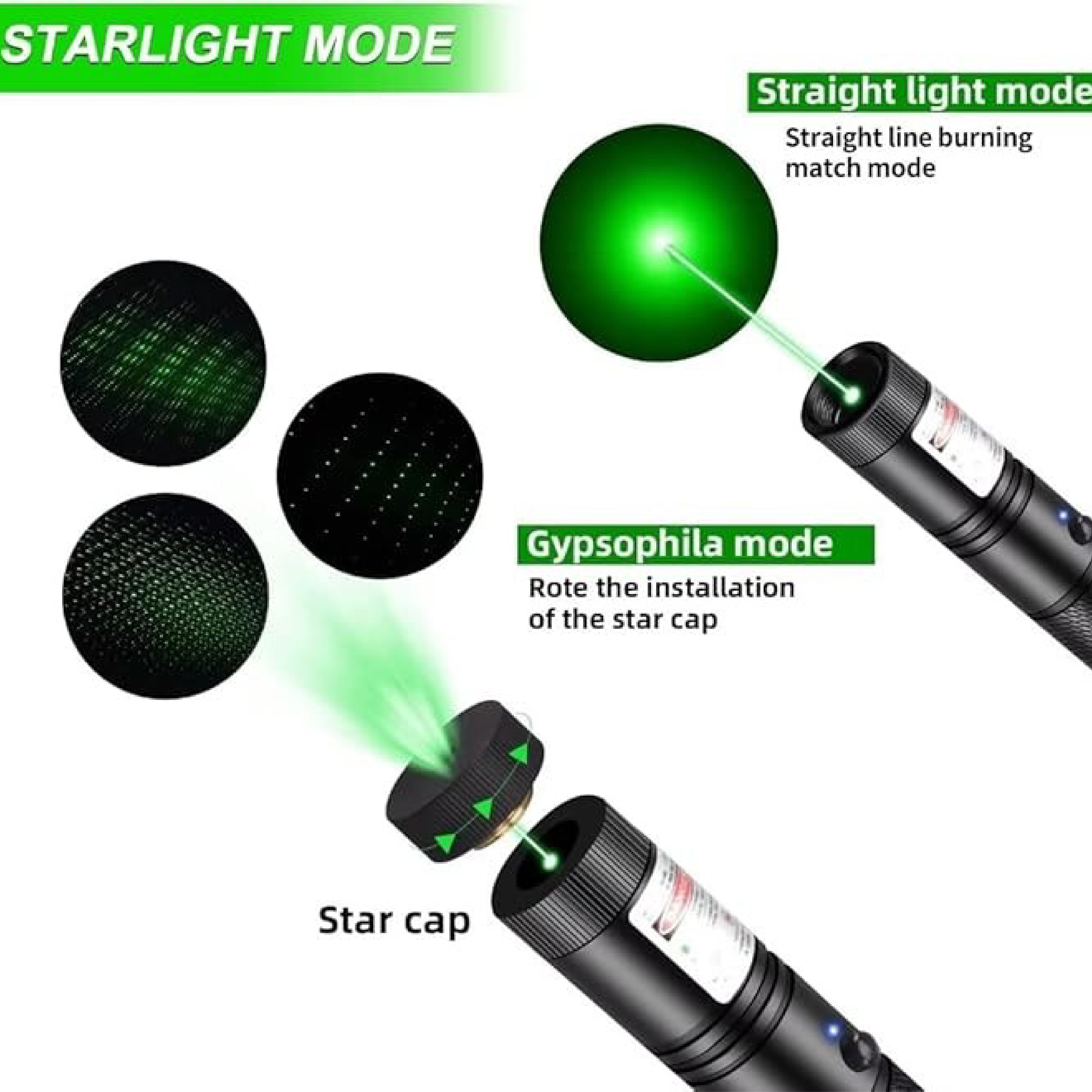 High-Power Green Laser Pointer with Long Range & Charging Capabilities