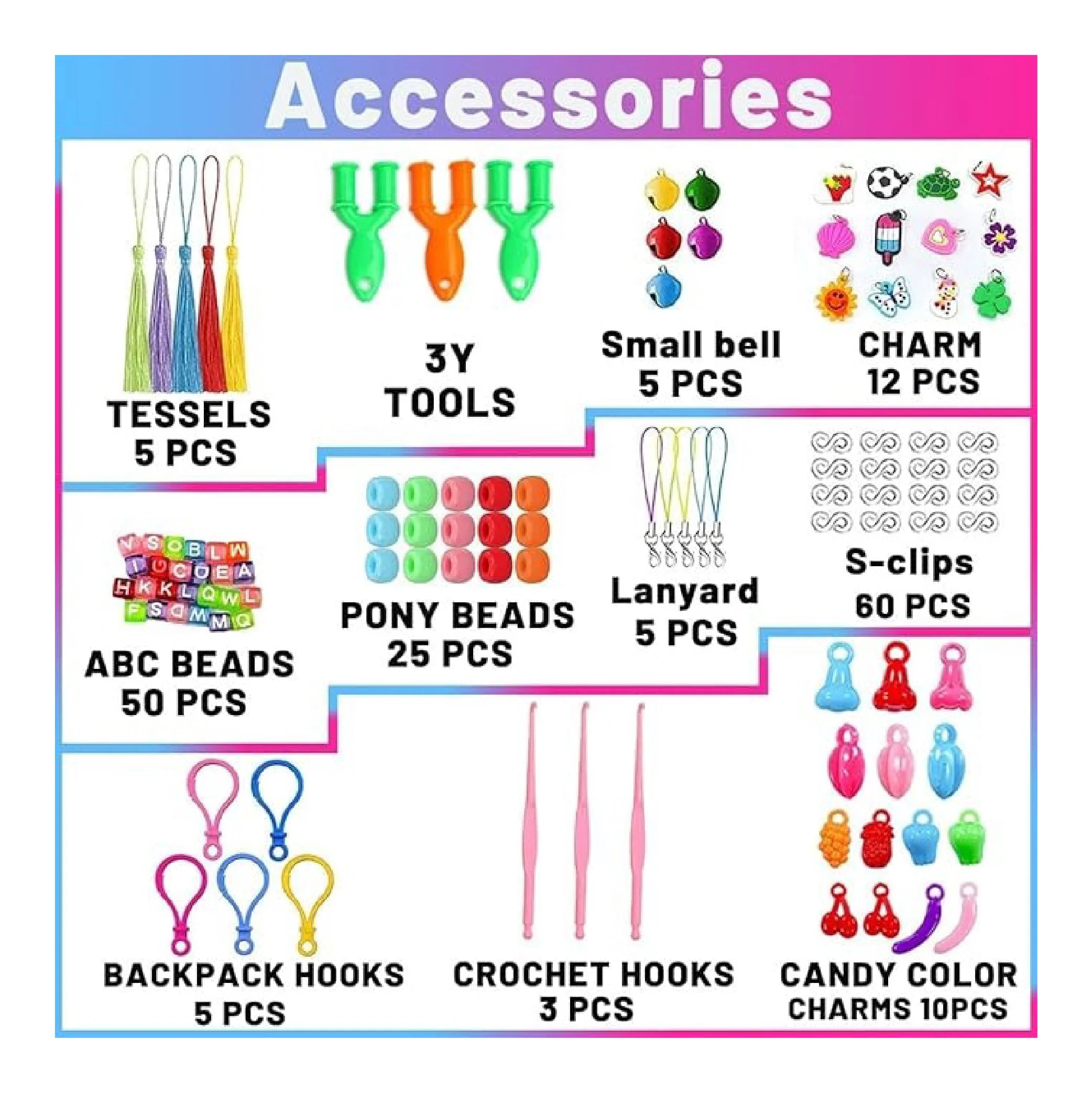 Loom Rubber Band Twister Set with Tools, Charms, and S-Clips