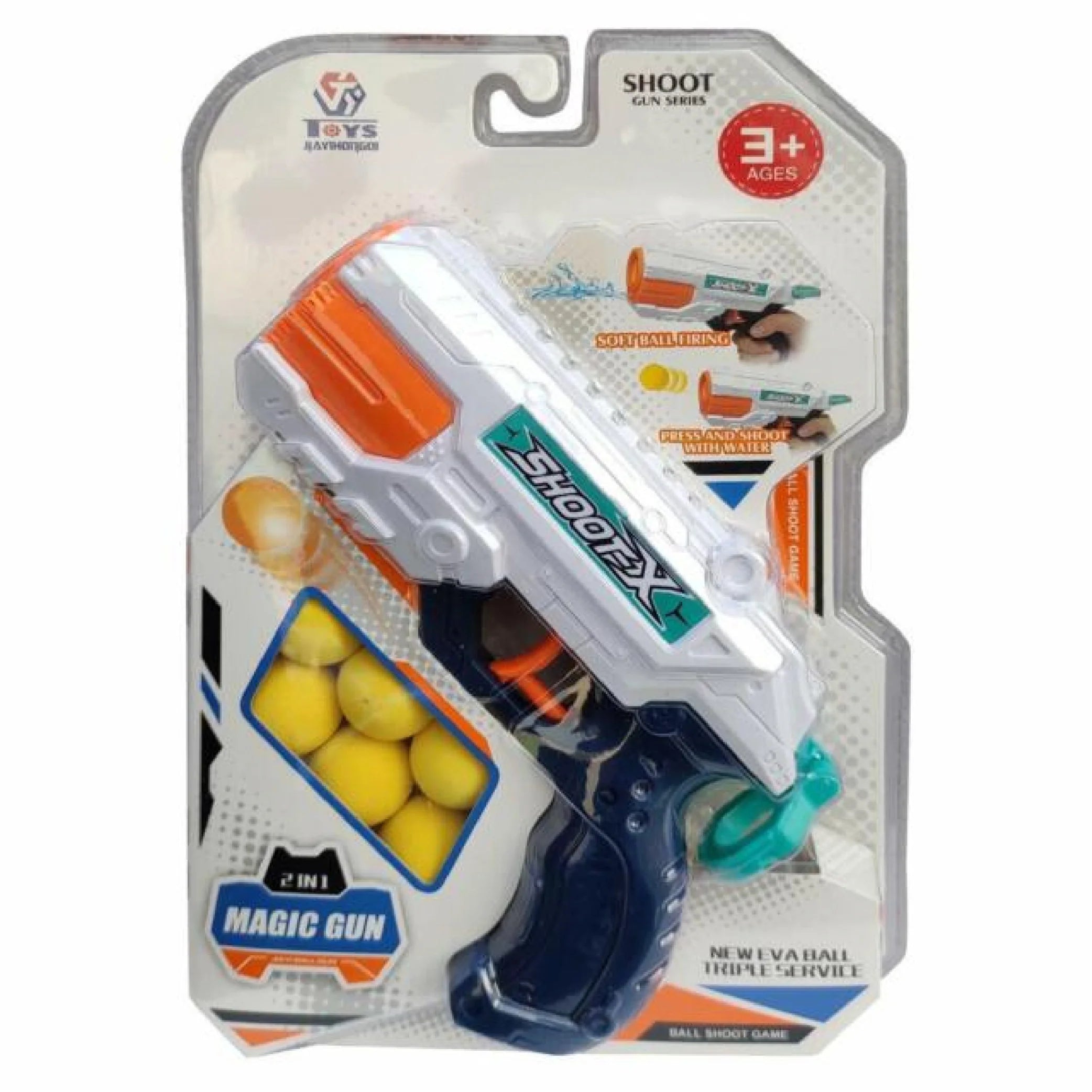 Magic Toy Gun with 6 Soft EVA Balls & Water Shooting Fun for Kids!