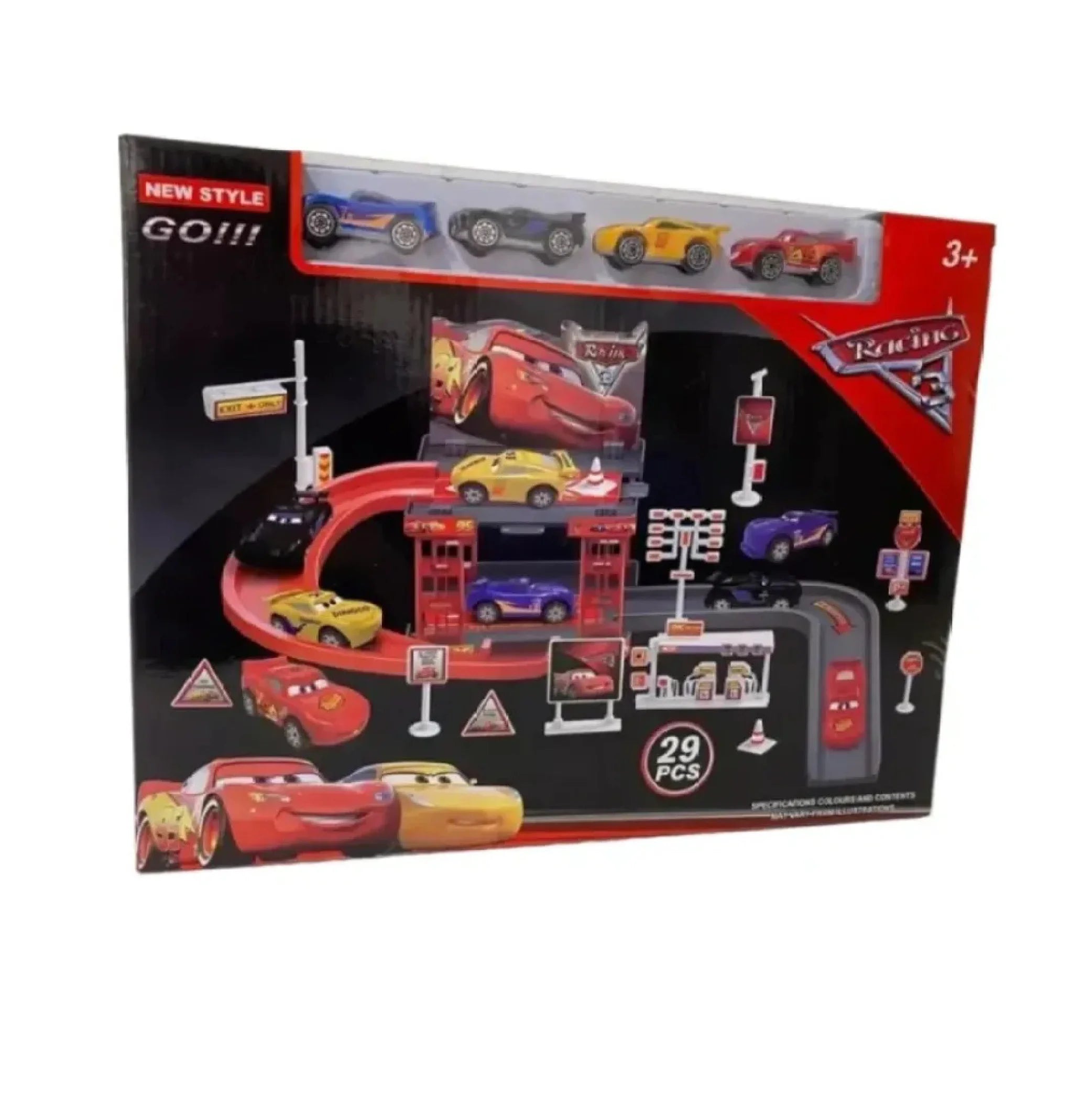 Lightning McQueen Racing Track Parking Garage - 29 Pieces Set