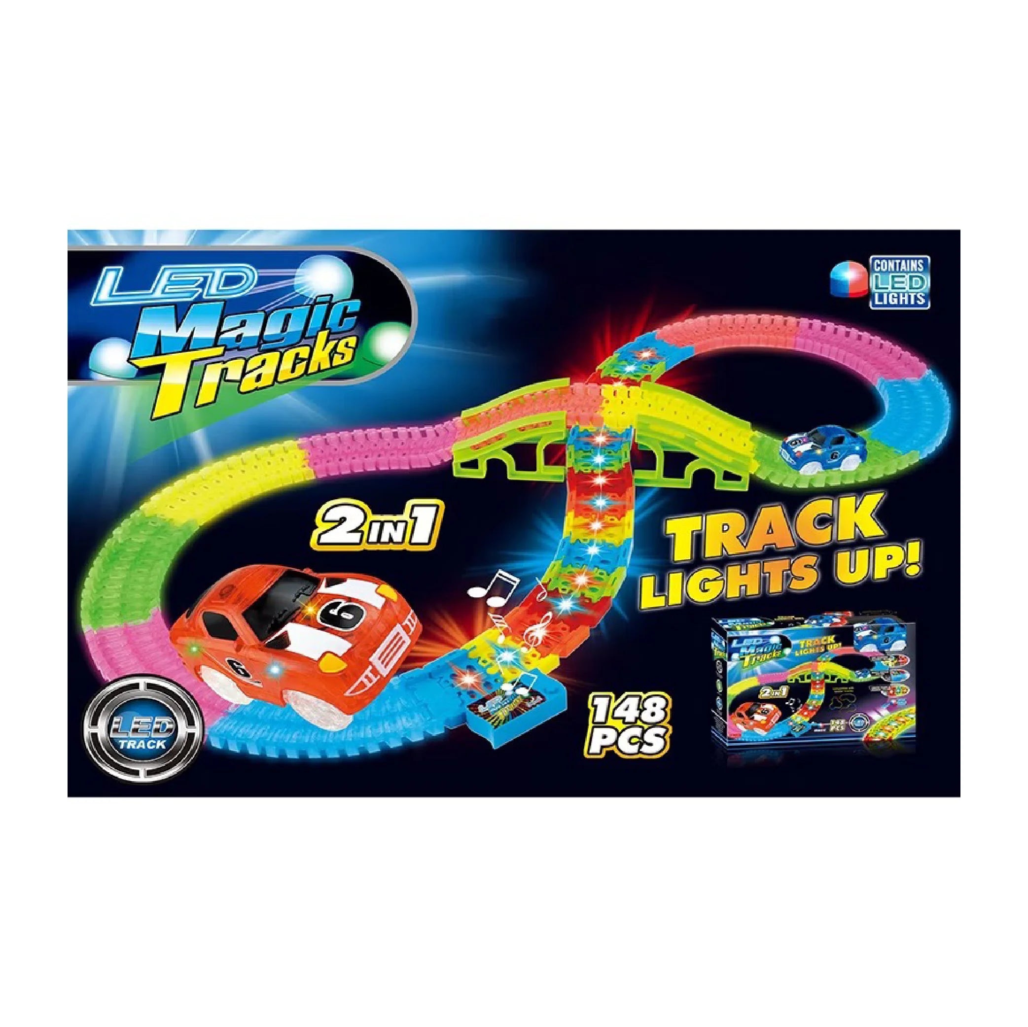 Mini Stunt Car Twister Track 2-in-1 LED Magic Track with Music!