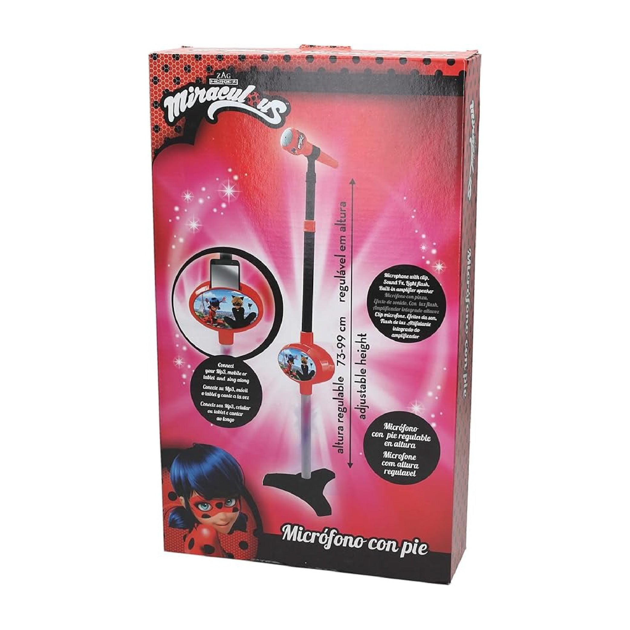 Miraculous Ladybug Kids Stand Microphone with Adjustable Height and MP3 Connection