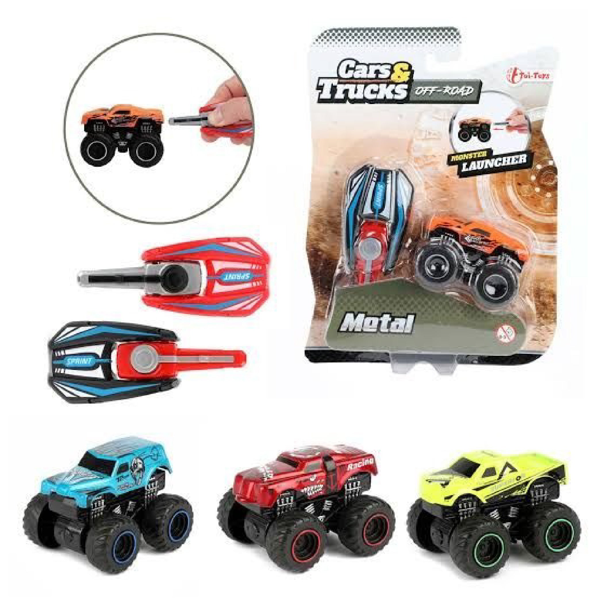 Monster Truck Launcher Set – Off-Road Metal Cars with Speed Launcher for Kids