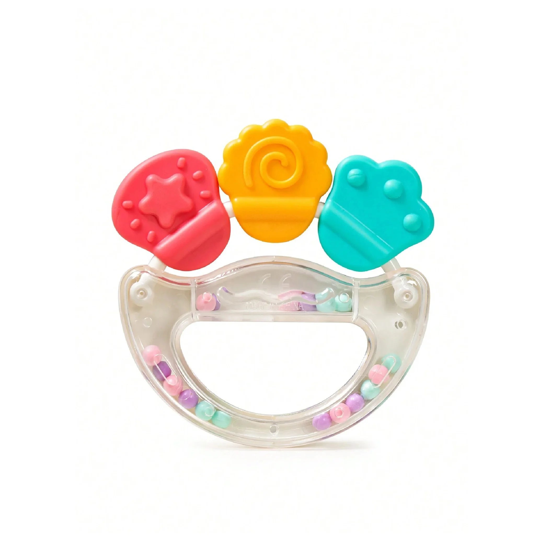 Newborn Baby Silicone Teeter Rattle Drum Toy – Teether & Grip Design!