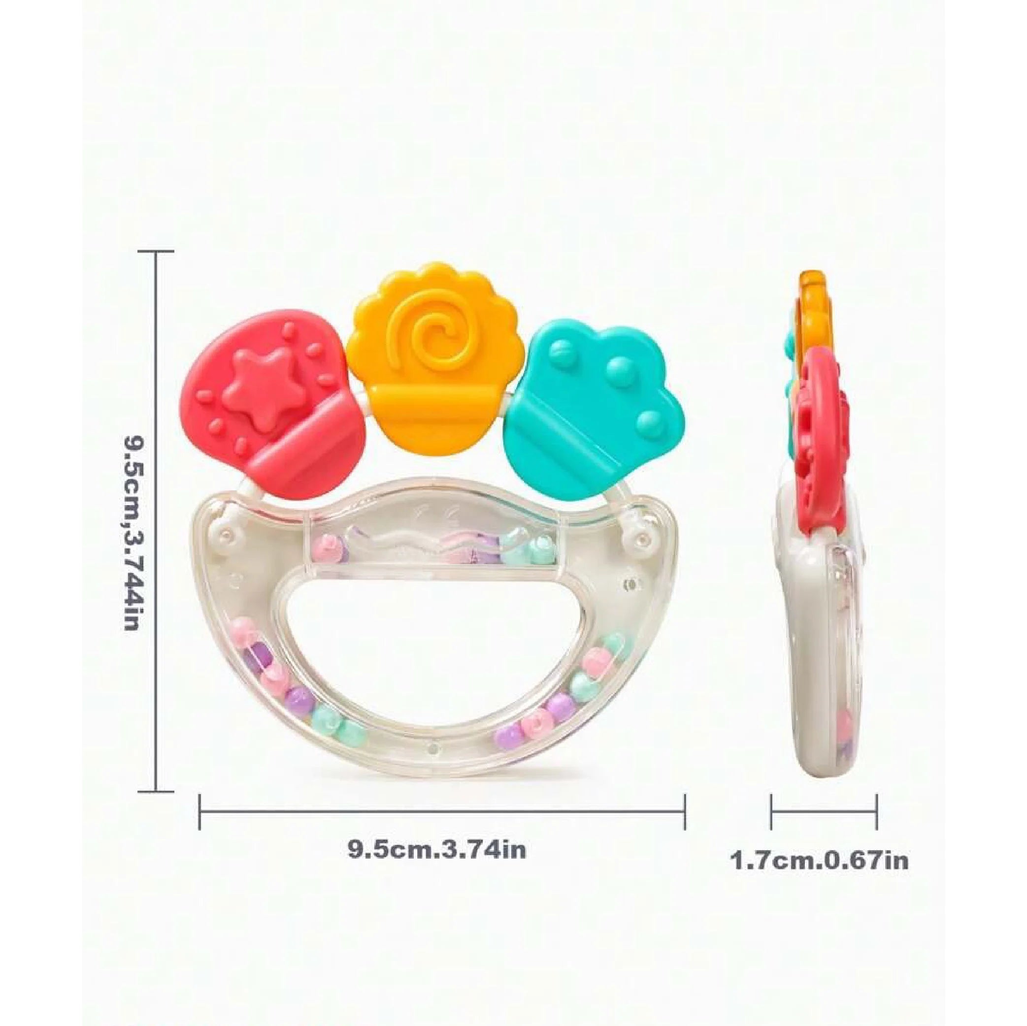 Newborn Baby Silicone Teeter Rattle Drum Toy – Teether & Grip Design!