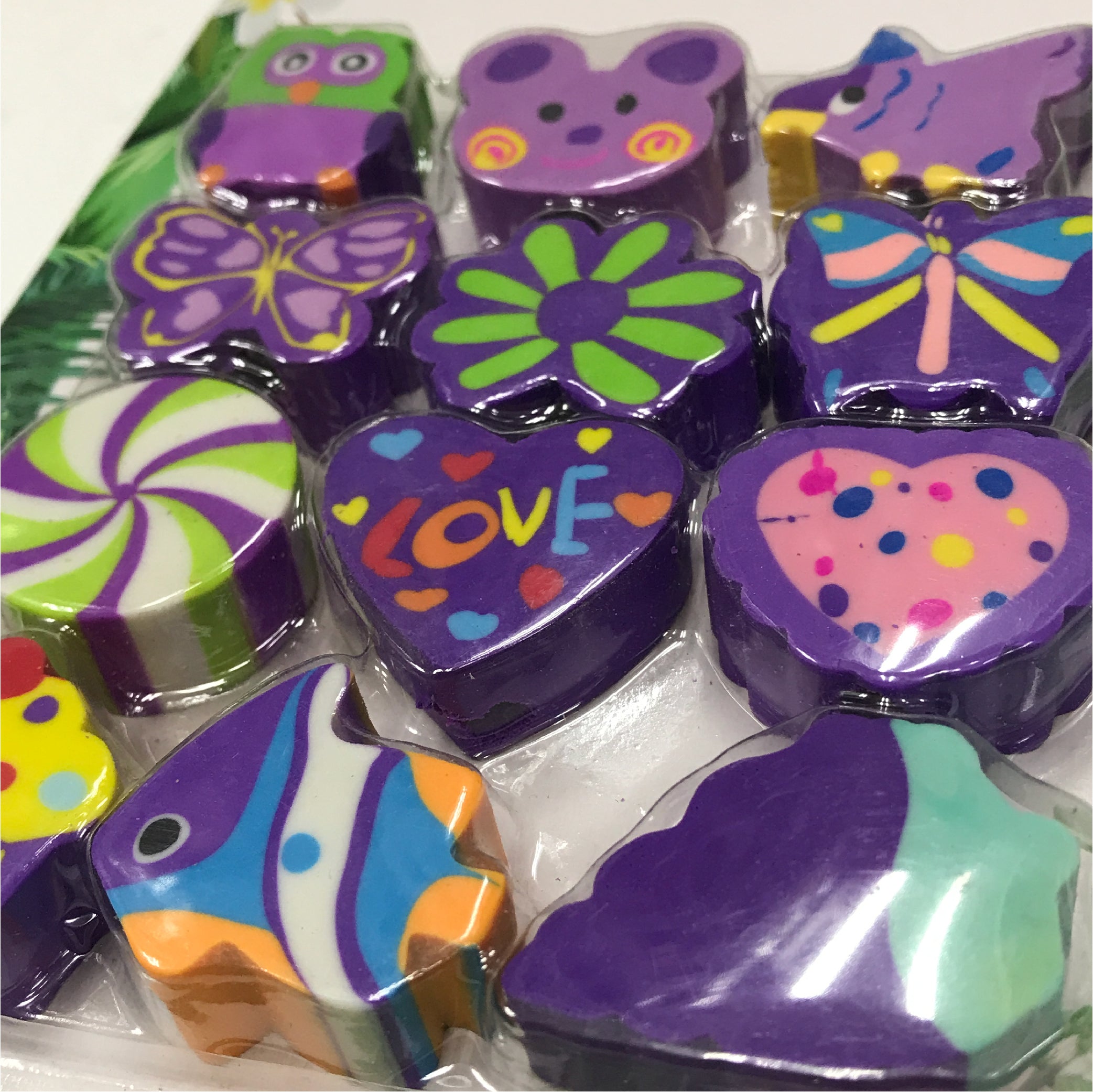 Fancy Animal and Shape Erasers Set – 12 Pcs