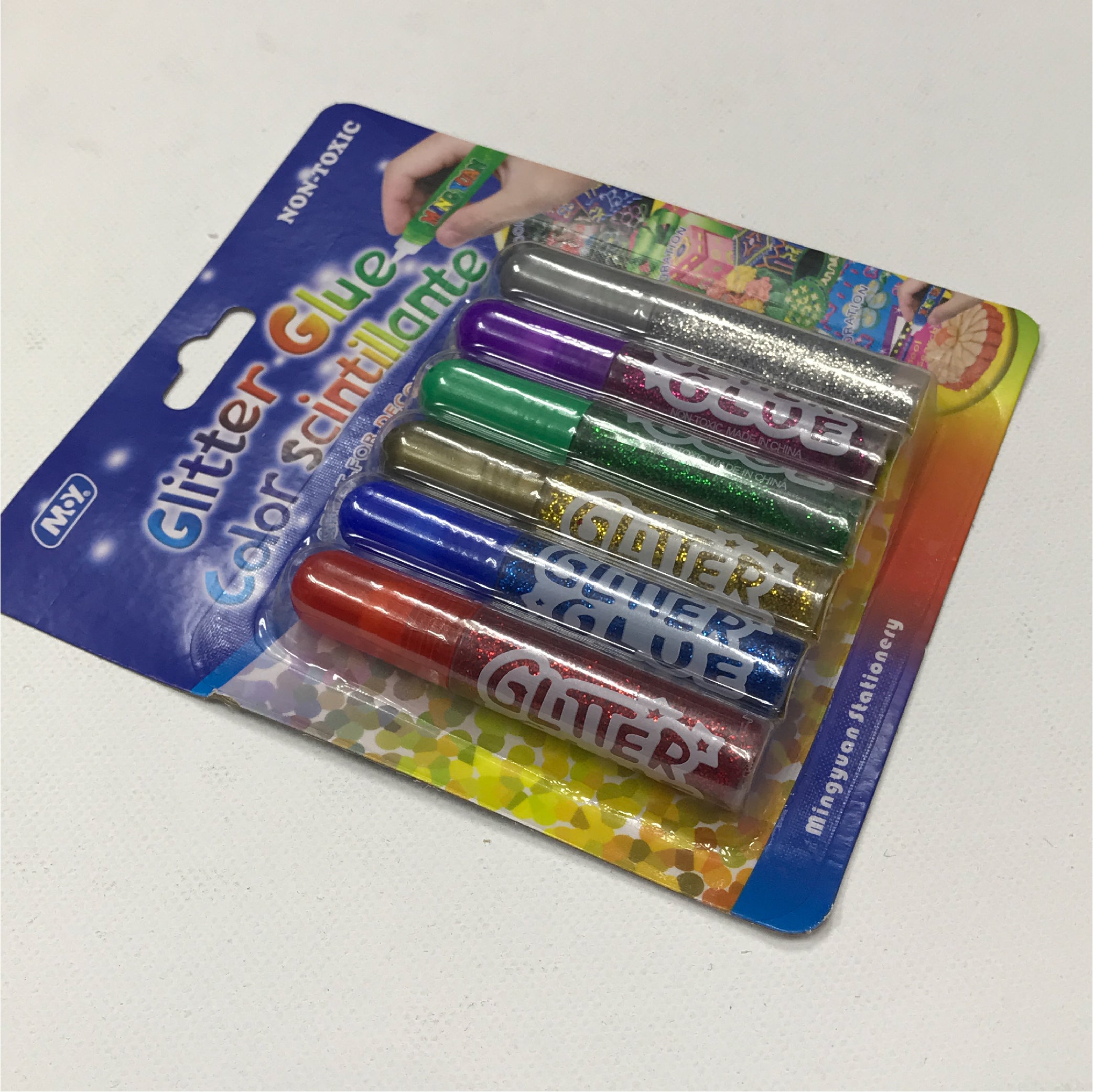 Set of 6 Glitter Glue Pens - Non-Toxic