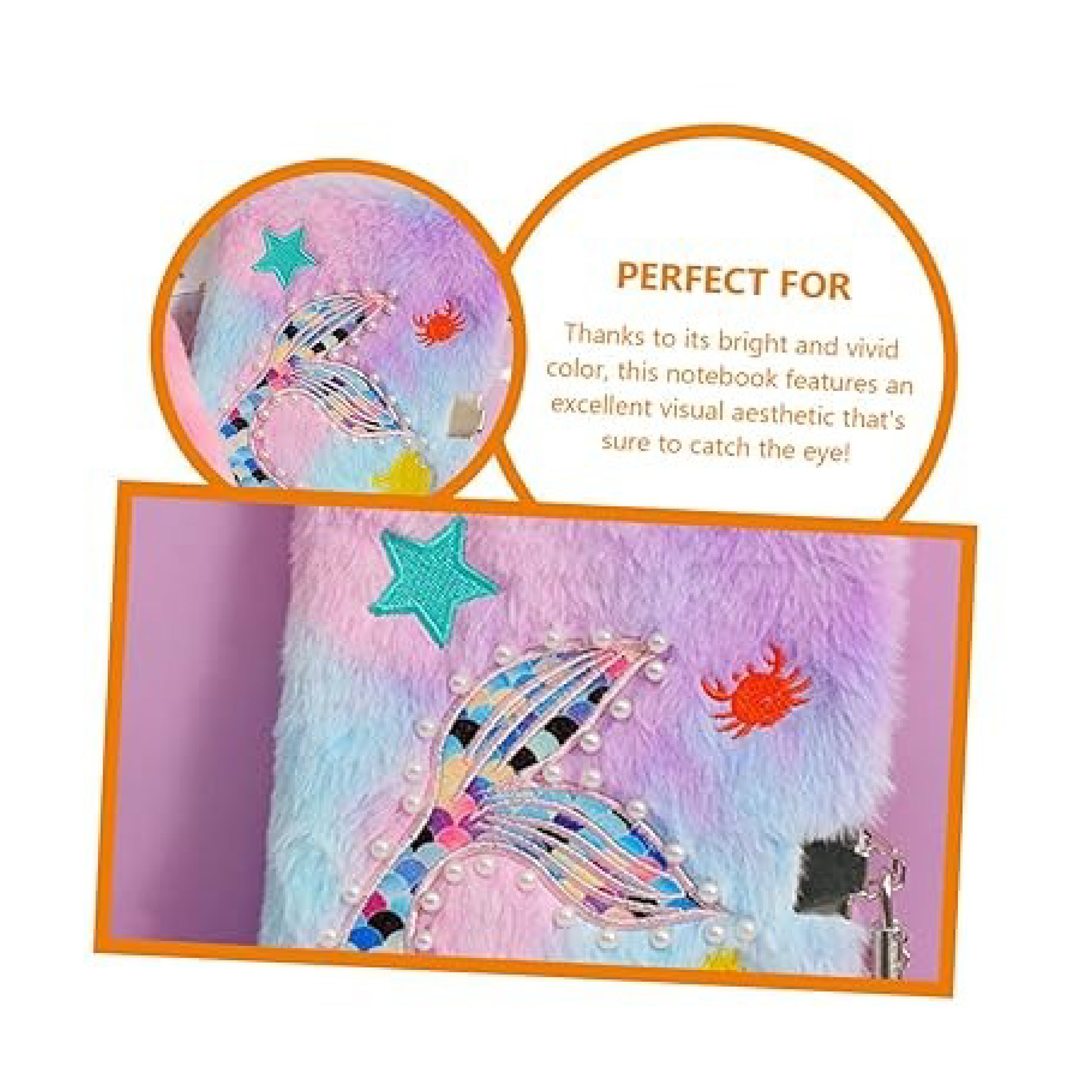 Fish Tail Plush Notebook - Cute & Fluffy Diary for Kids