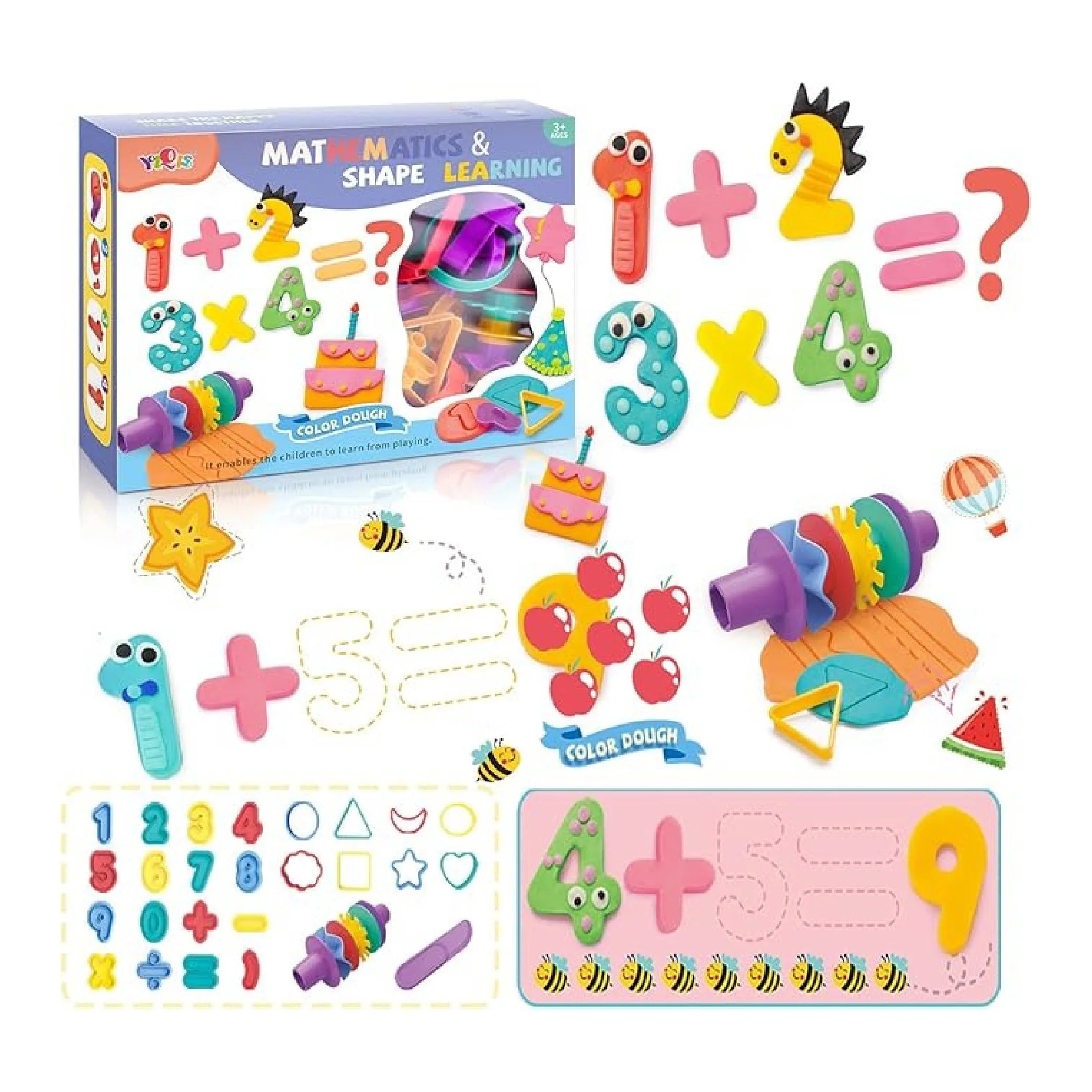 Numbers & Shapes Learning Play Soft Dough Kit – Fun Educational Tool for Kids