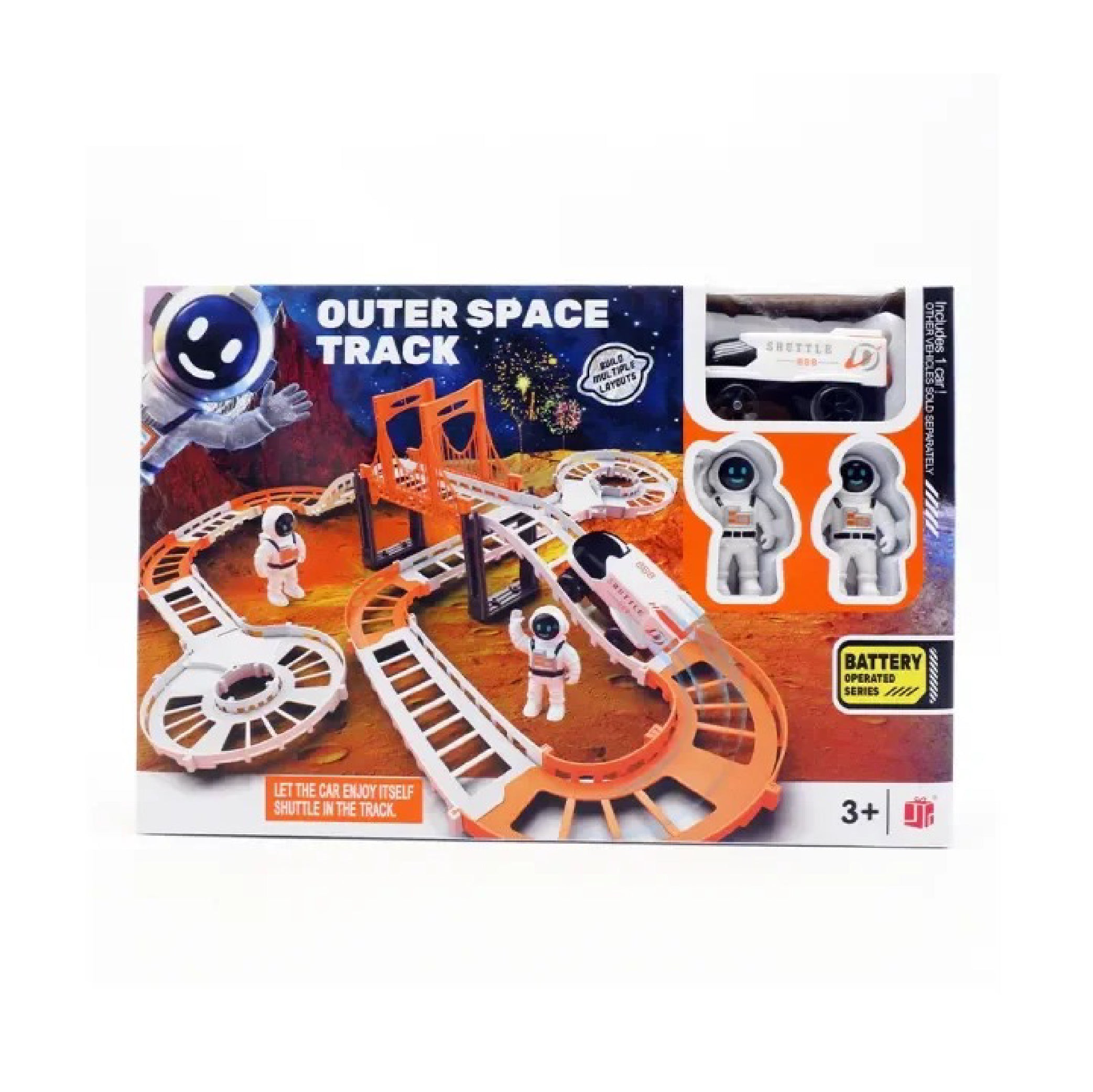 Outer Space Track Set with Astronaut Figures - Battery Operated Adventure Track for Kids