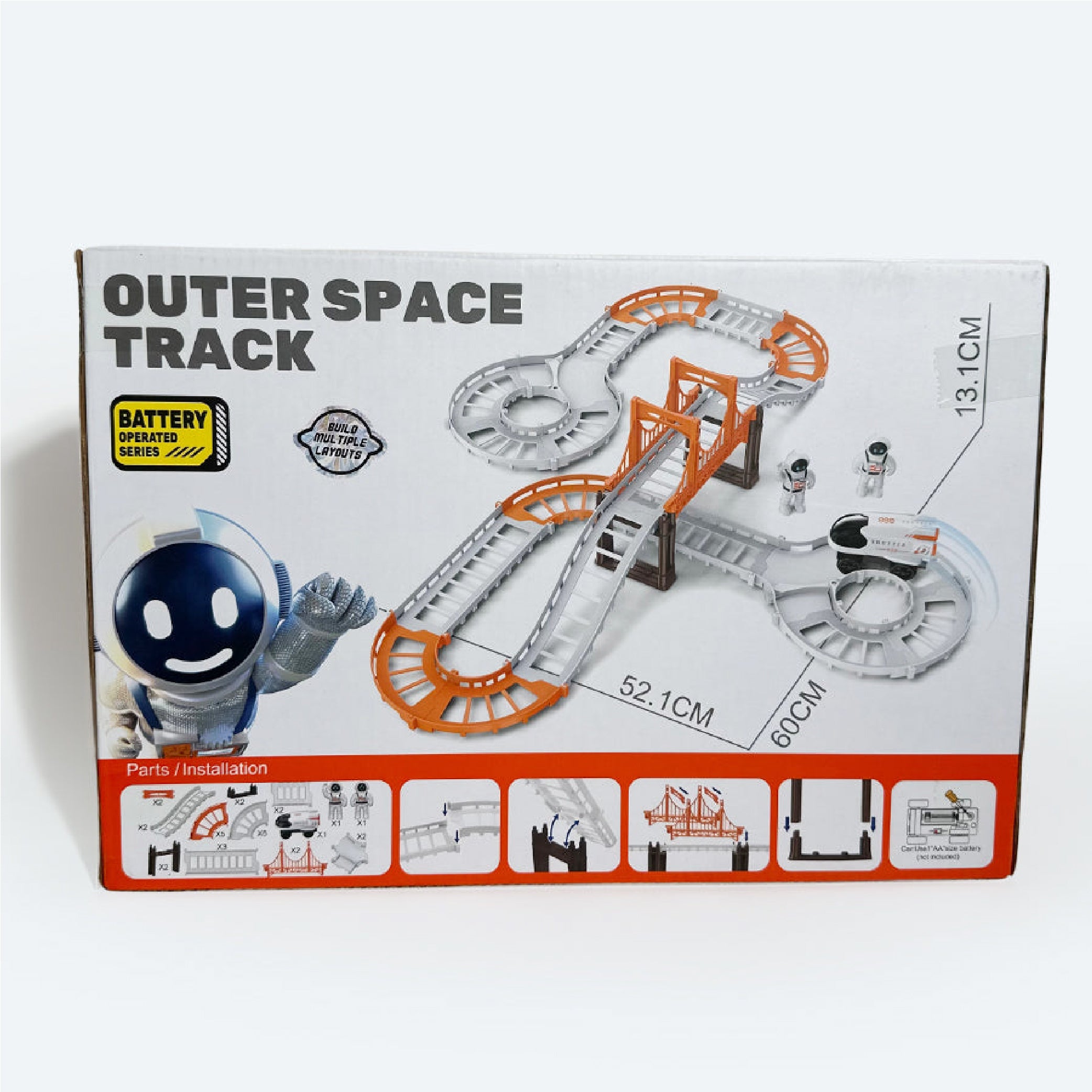 Outer Space Track Set with Astronaut Figures - Battery Operated Adventure Track for Kids