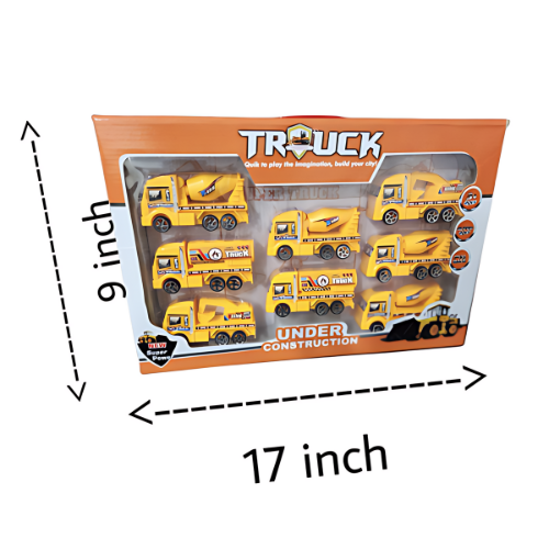 Pack of 8 Construction Toy Trucks for Kids – High-Quality DieCast Vehicles