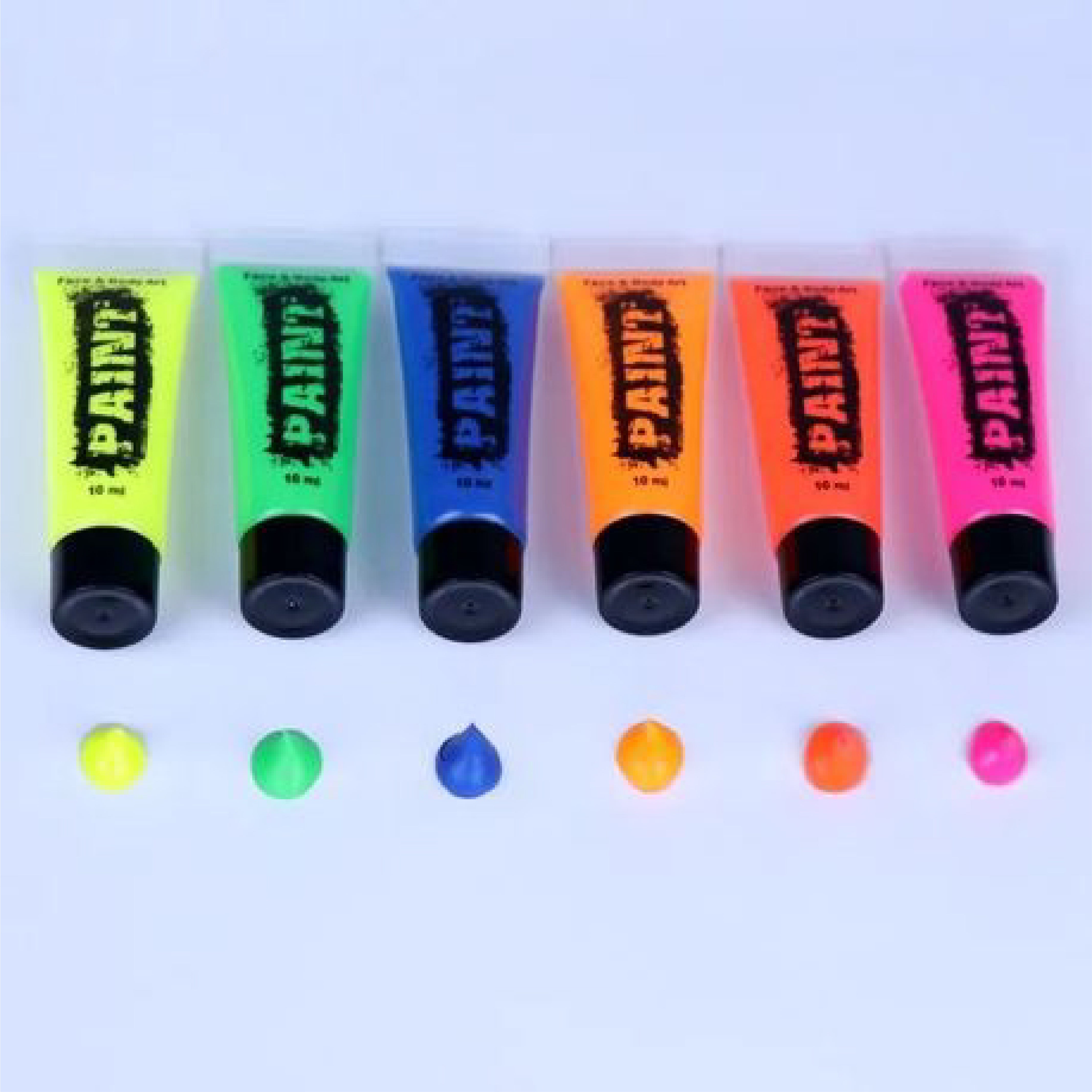 Glow in the Dark Paint - Super Bright Fluorescent Body Art, 6 Color Set