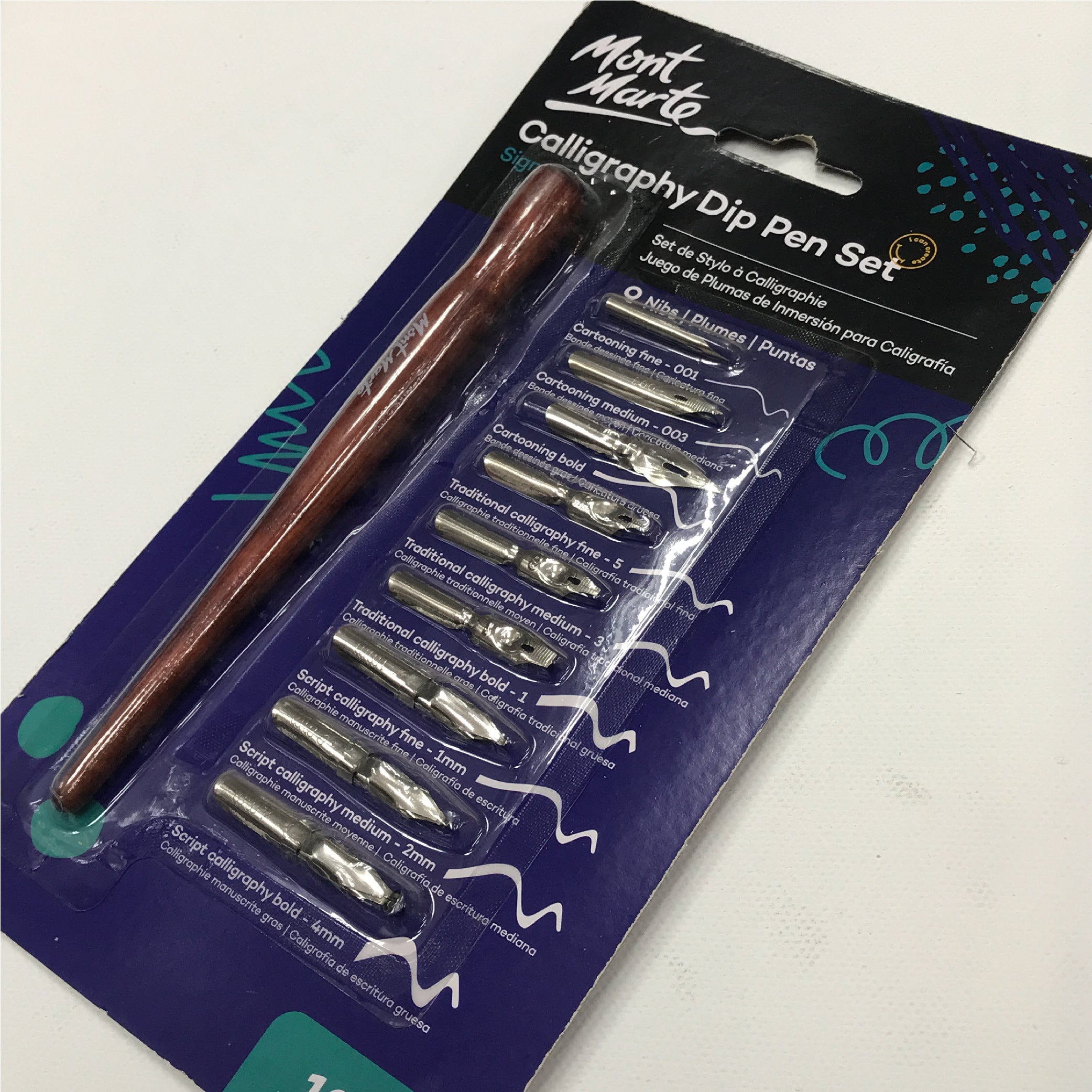 Mont Marte Calligraphy Nib Set - 10 Piece, for Fine, Medium & Bold Strokes