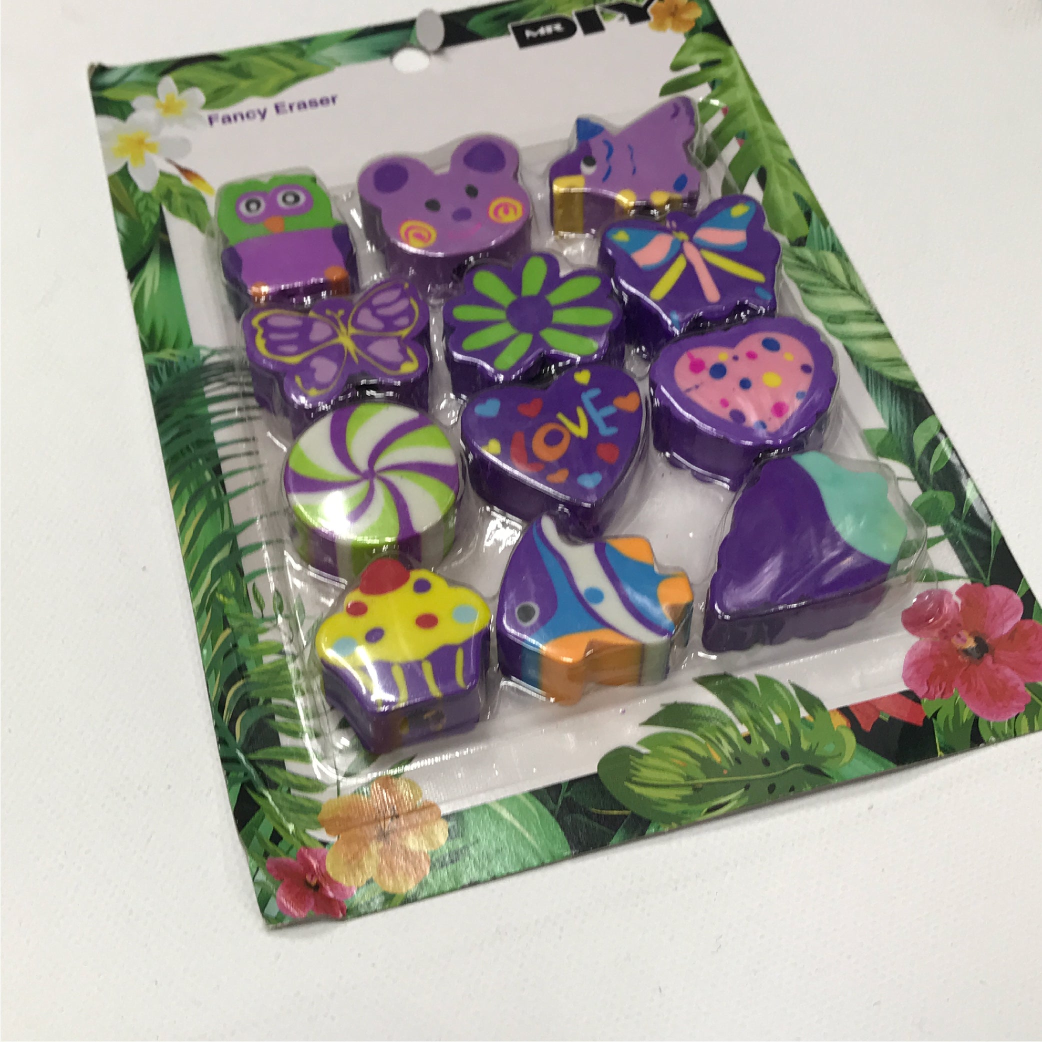 Fancy Animal and Shape Erasers Set – 12 Pcs