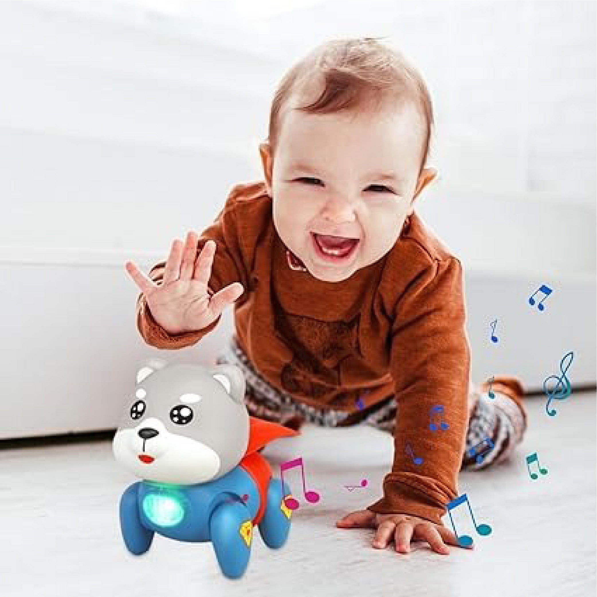 Pet Interactive Crawling Toy with Light & Sound