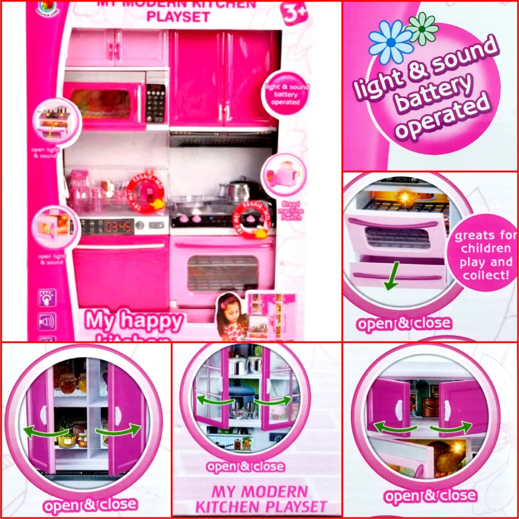 Pink Modern Kitchen Set for Kids – Fun Pretend Play Cooking Set