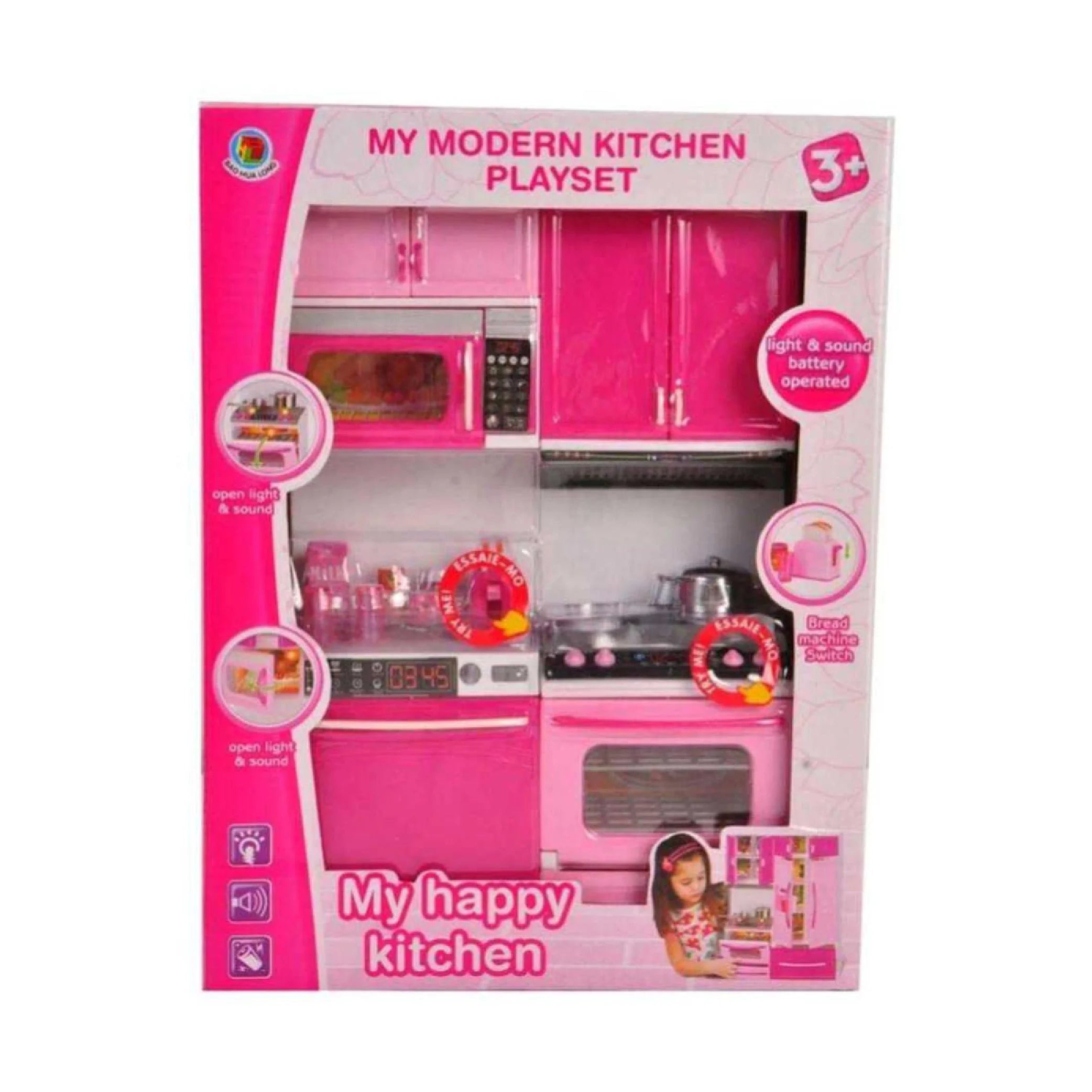 Pink Modern Kitchen Set for Kids – Fun Pretend Play Cooking Set