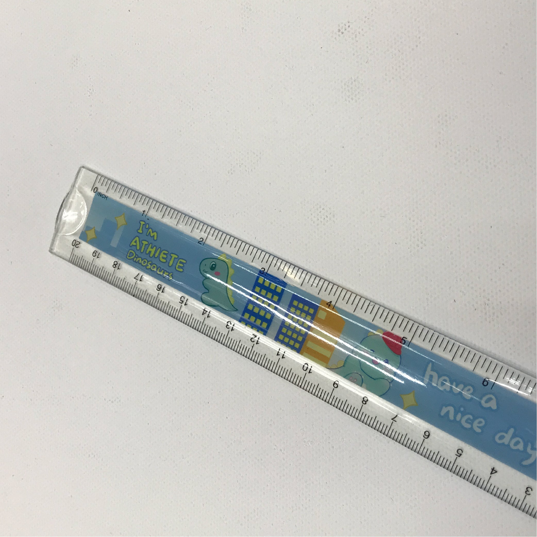 Colorful Dinosaur-Themed Ruler - 15 cm, with Fun Characters and "Have A Nice Day" Design