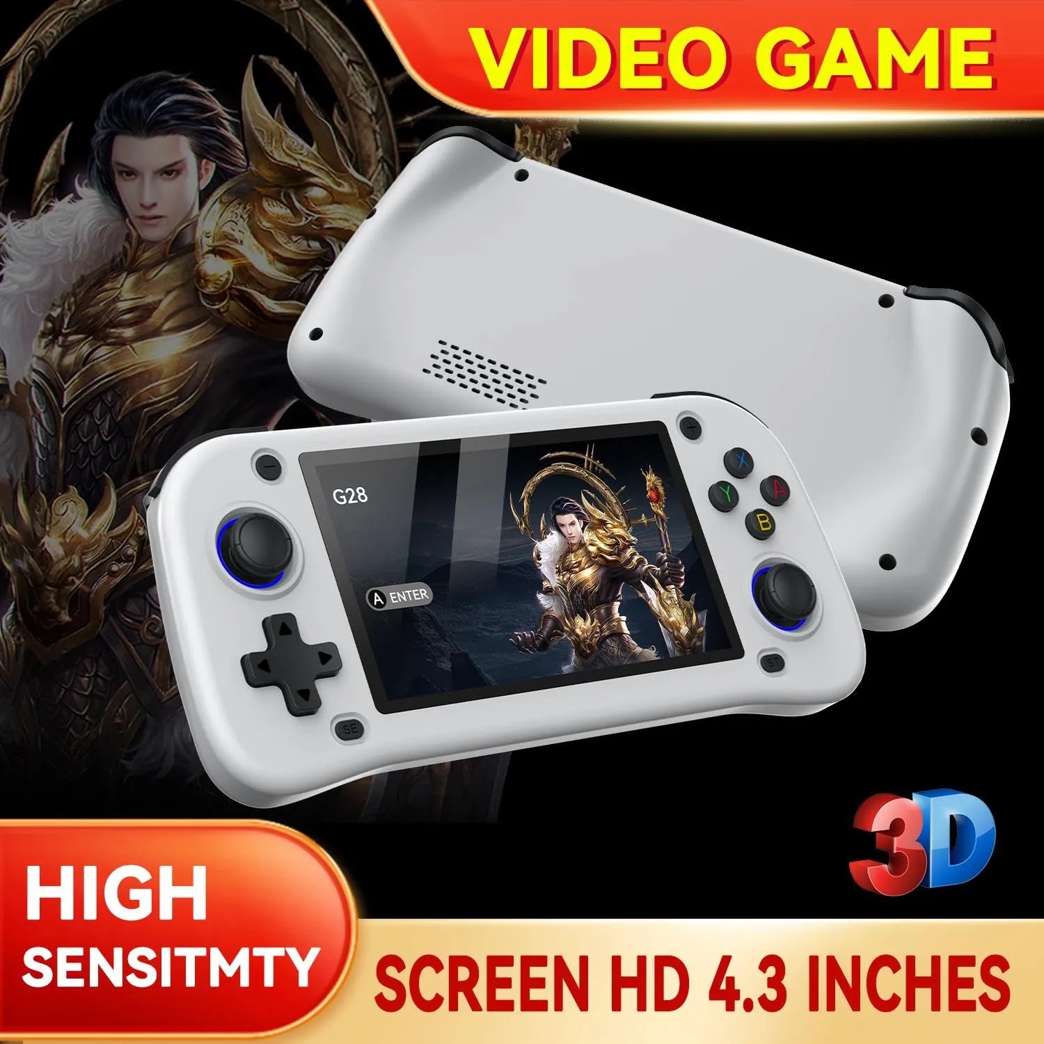 Portable G28 4.3” HD Game Console for Kids and Adults