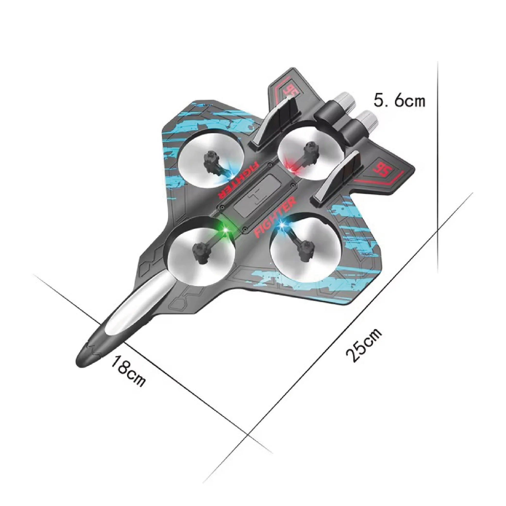 RC Fighter Aircraft Drone – 4CH Stunt Quadcopter with Gyroscope