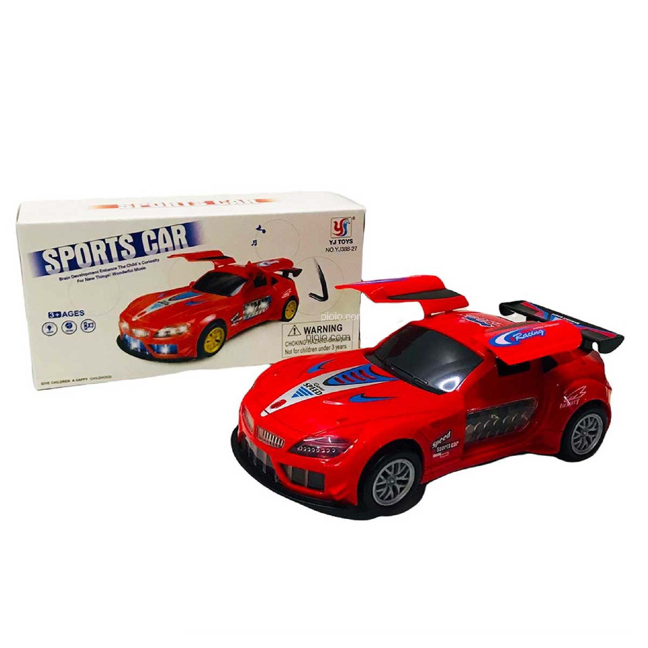 Red Sports Car Toy with Spoiler - Realistic Racing Design for Kids