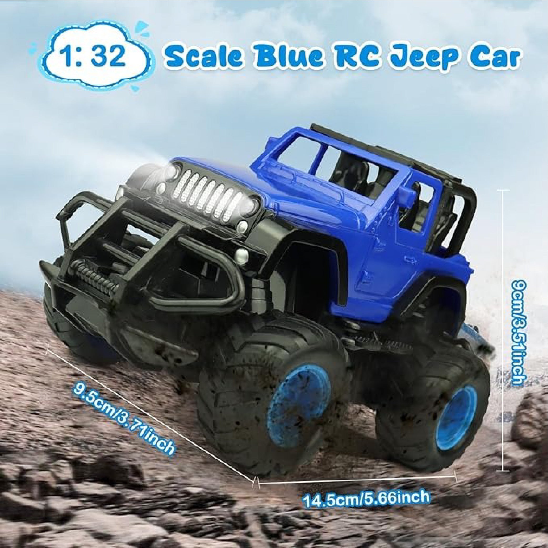 Remote Control Monster Truck Toy - USB Rechargeable with LED Headlights