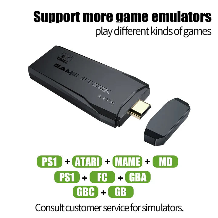 Black game emulator HDMI 4K Game Stick Console for Kids and Adults