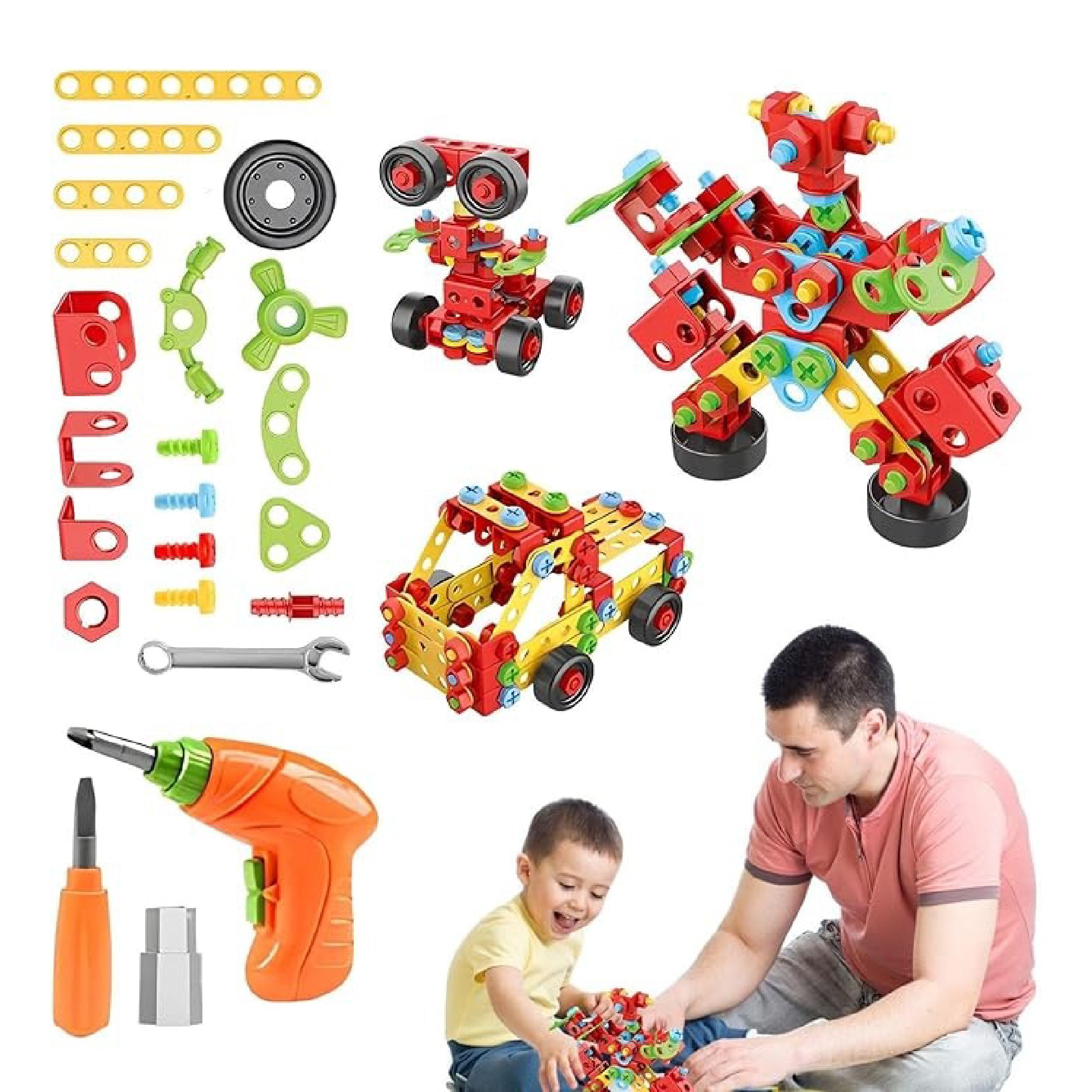 STEM Building Blocks Kit for Kids – 40 Pieces DIY Construction Set with Electric Drill and Screwdriver, Ideal Educational Toy for Boys and Girls