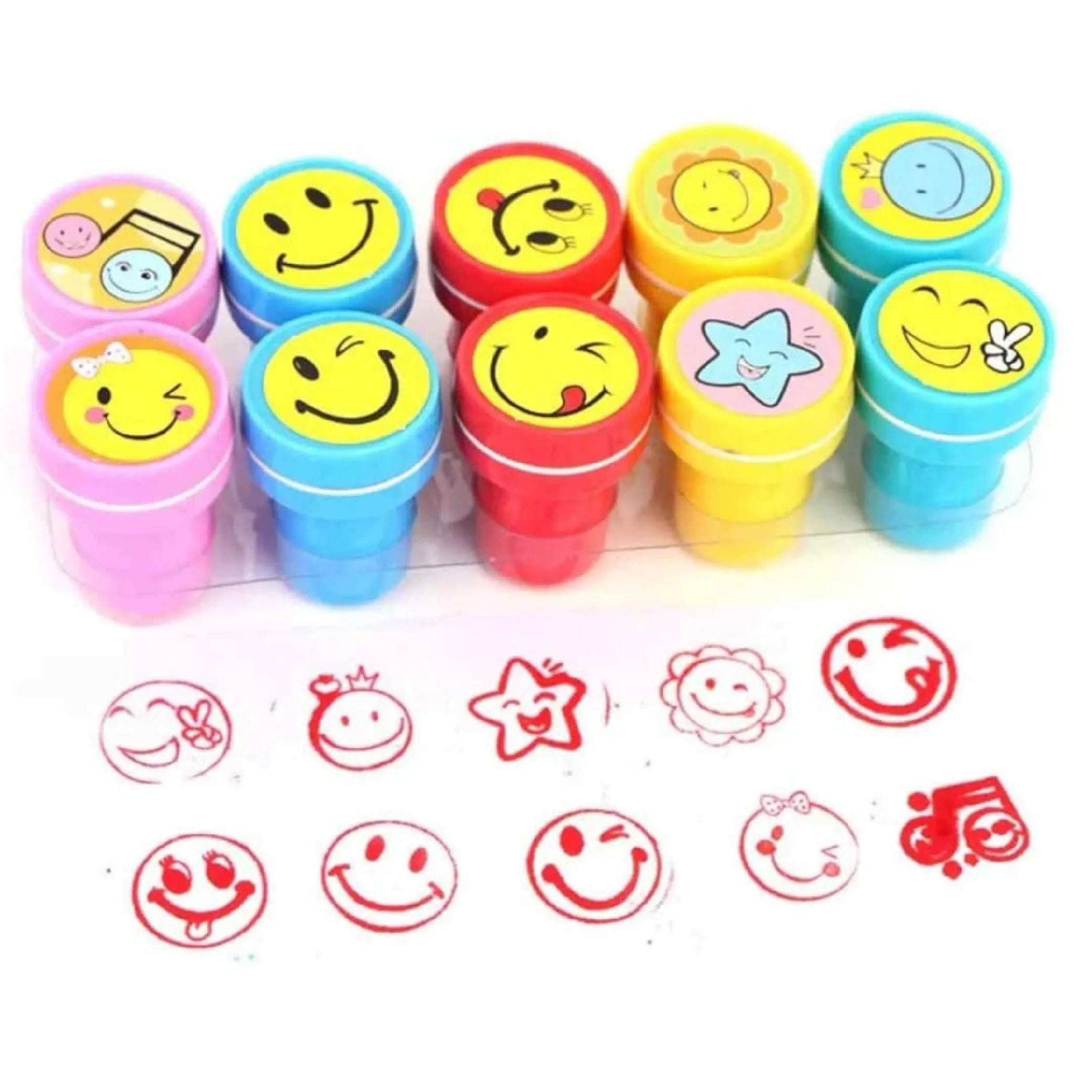 Cartoon Smiling Face Self-Ink Appreciation Stamps – Fun Rewards for Kids!