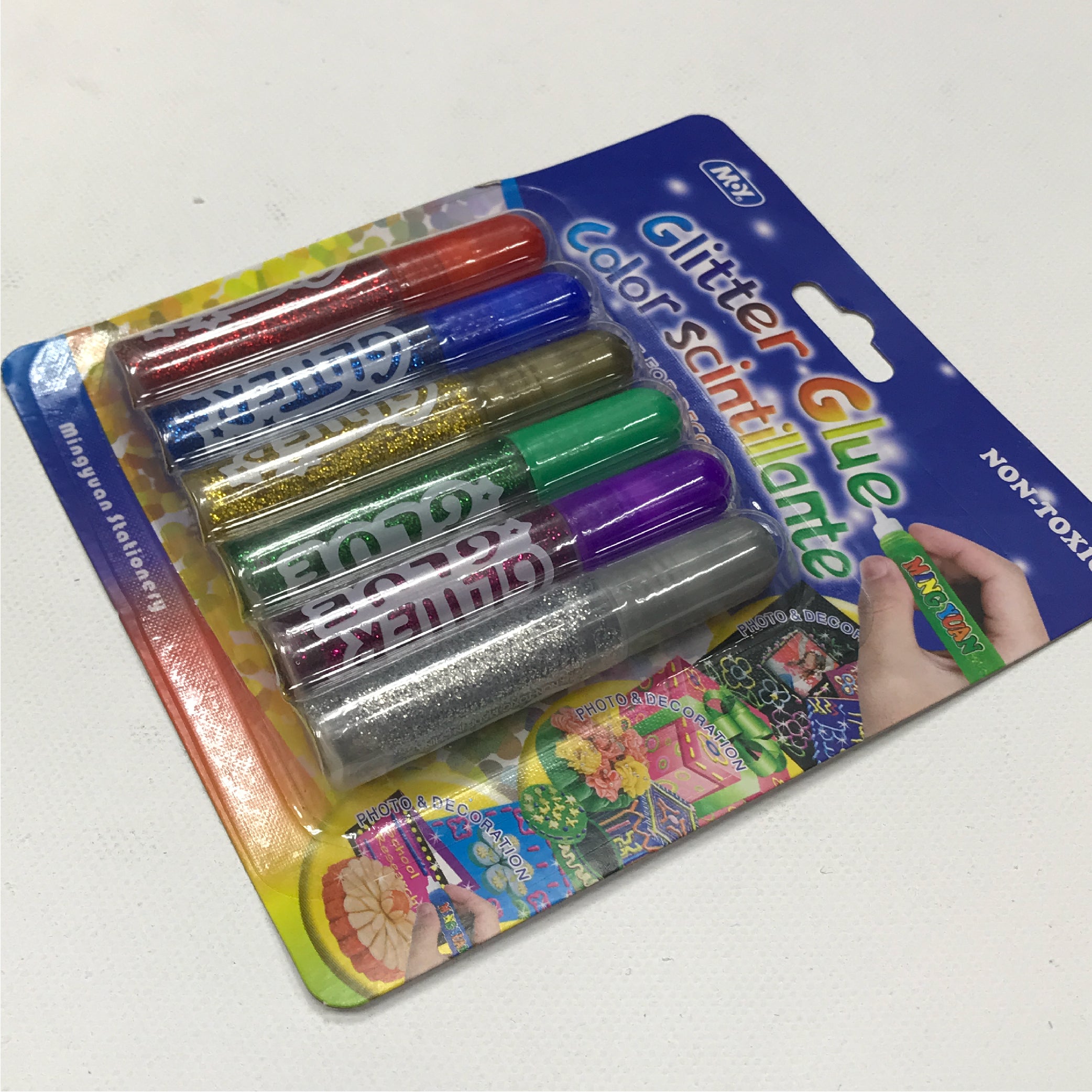 Set of 6 Glitter Glue Pens - Non-Toxic